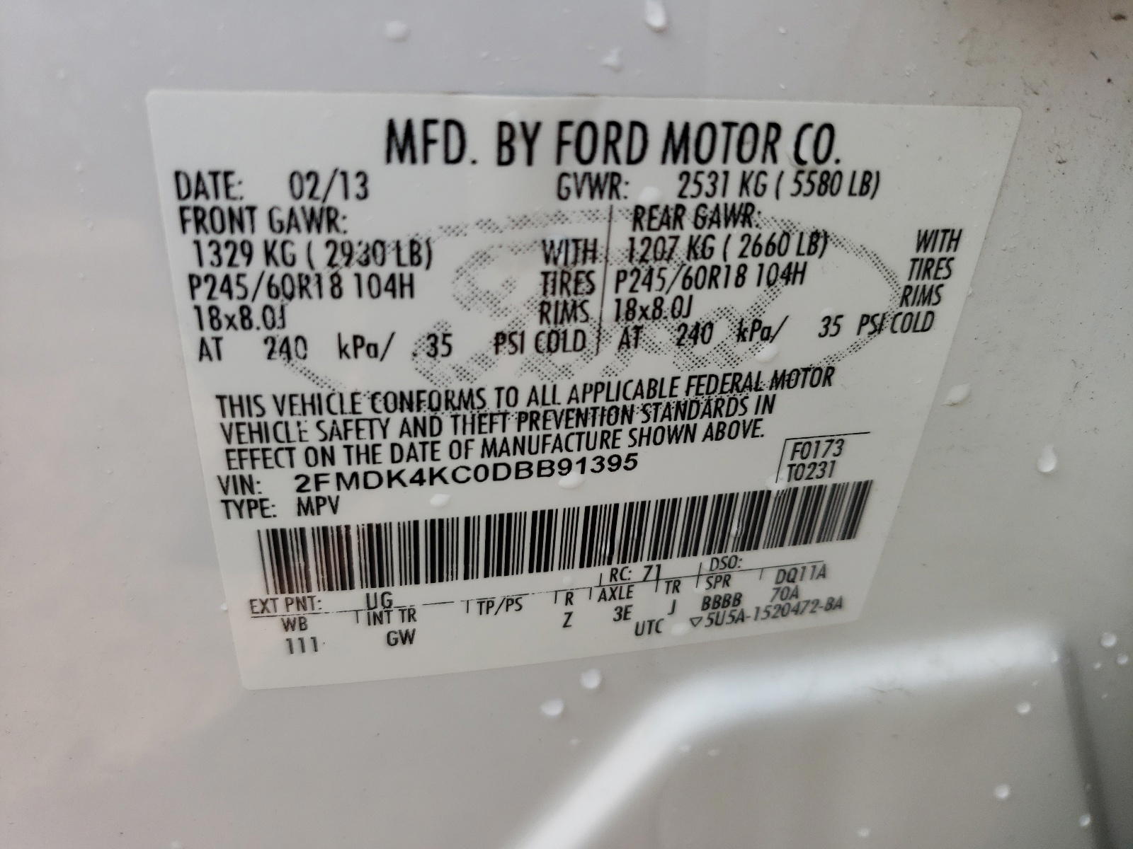 Photo 10 from auction – 2013 FORD EDGE LIMIT with VIN 2FMDK4KC0DBB91395