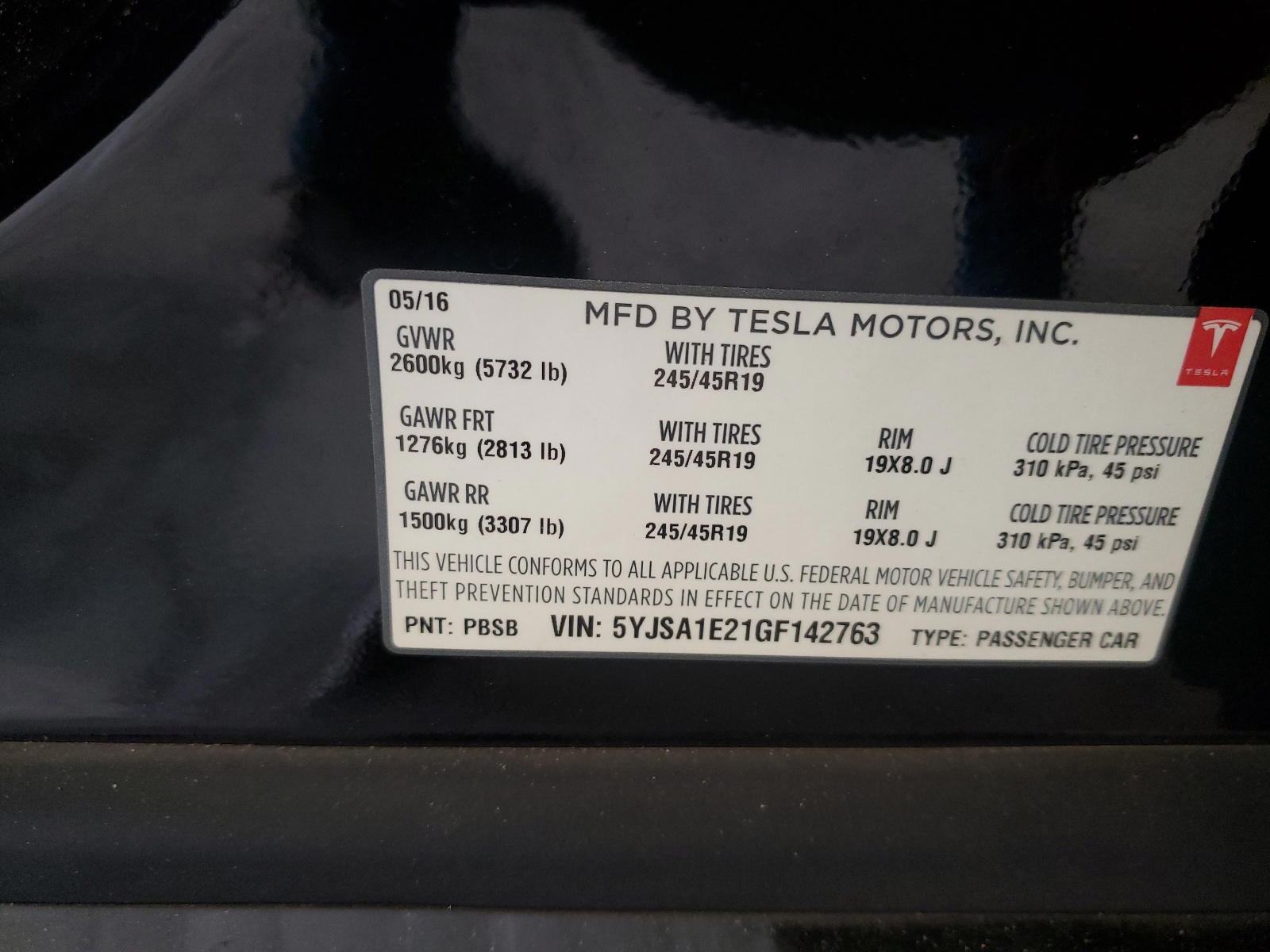 Photo 10 from auction – 2016 TESLA MODEL S with VIN 5YJSA1E21GF142763