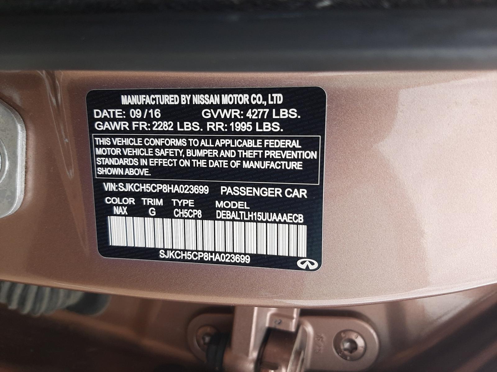 Photo 10 from auction – 2017 INFINITI QX30 BASE with VIN SJKCH5CP8HA023699