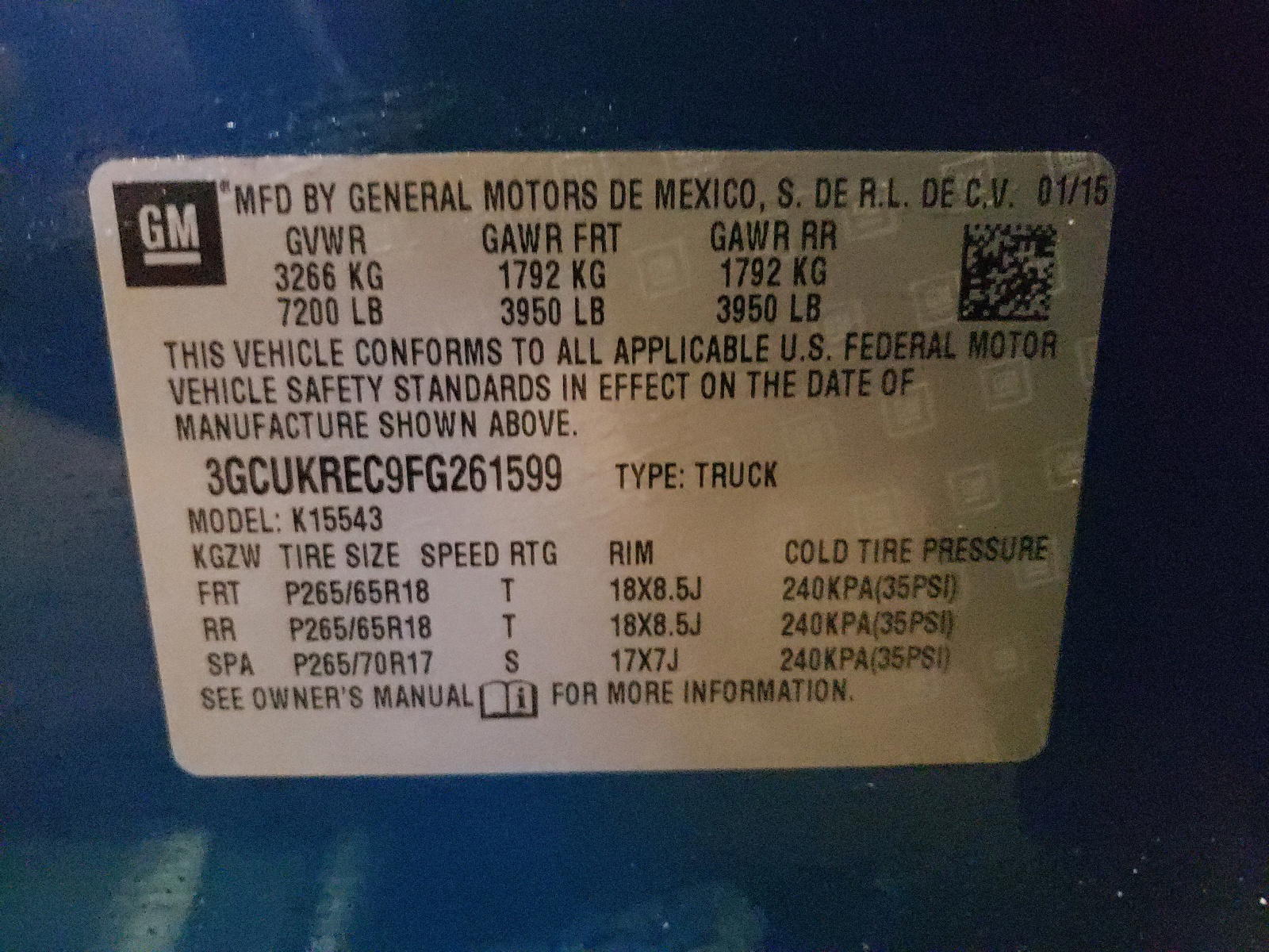 Photo 10 from auction – 2015 CHEVROLET SILVERADO with VIN 3GCUKREC9FG261599