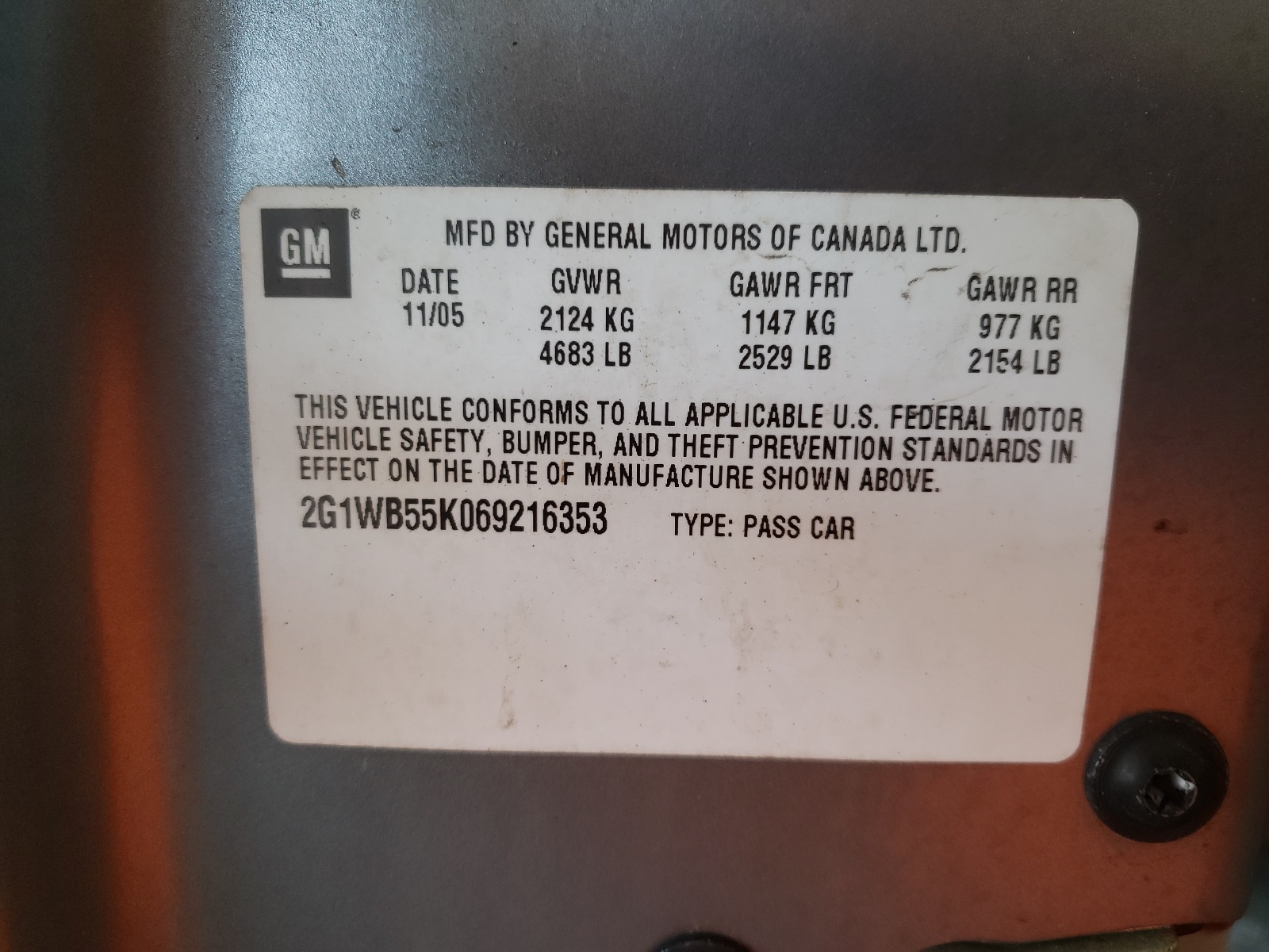 Photo 10 from auction – 2006 CHEVROLET IMPALA LS with VIN 2G1WB55K069216353