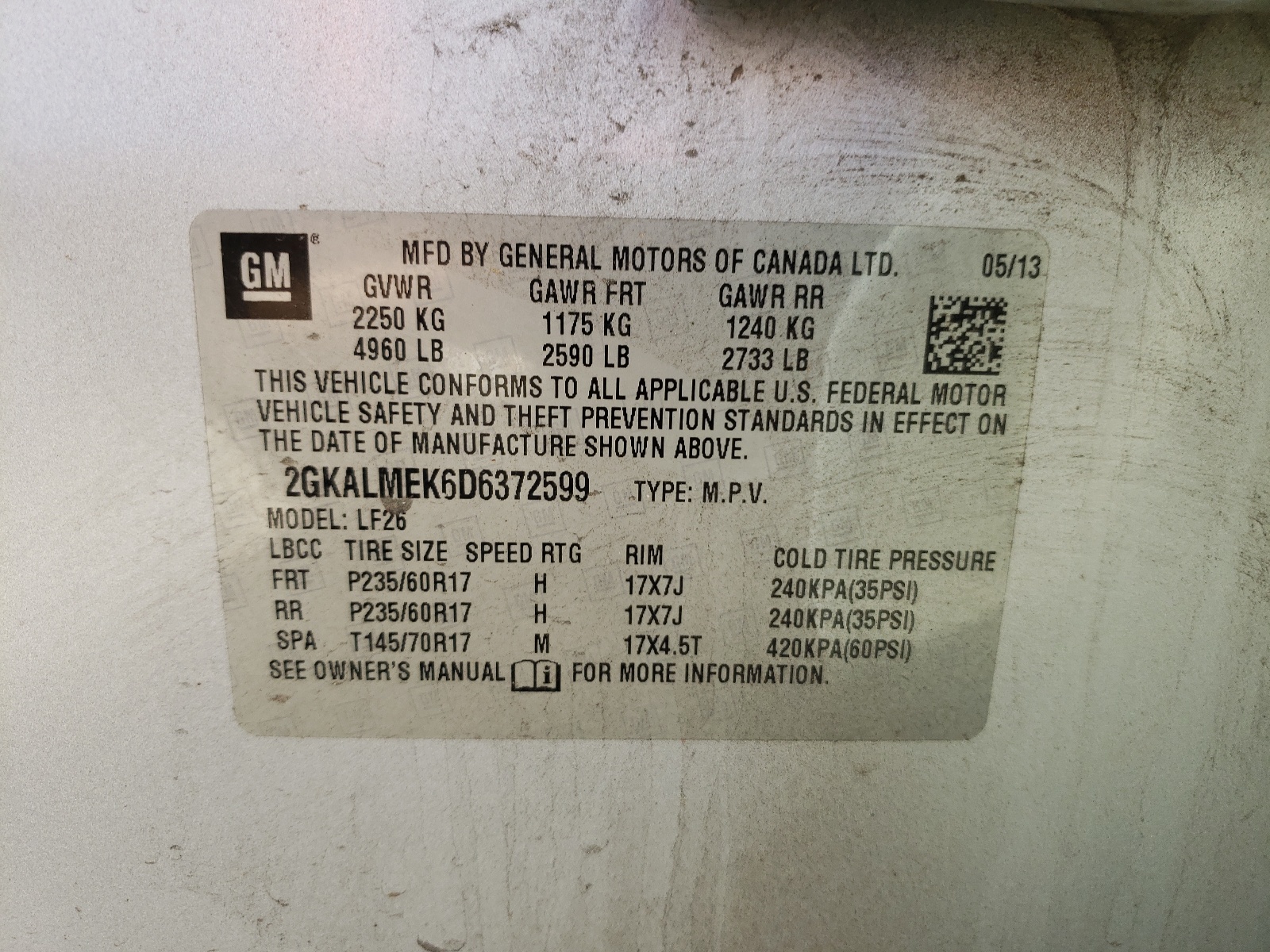 Zdjęcie 10 z aukcji – 2013 GMC TERRAIN SL z VIN 2GKALMEK6D6372599