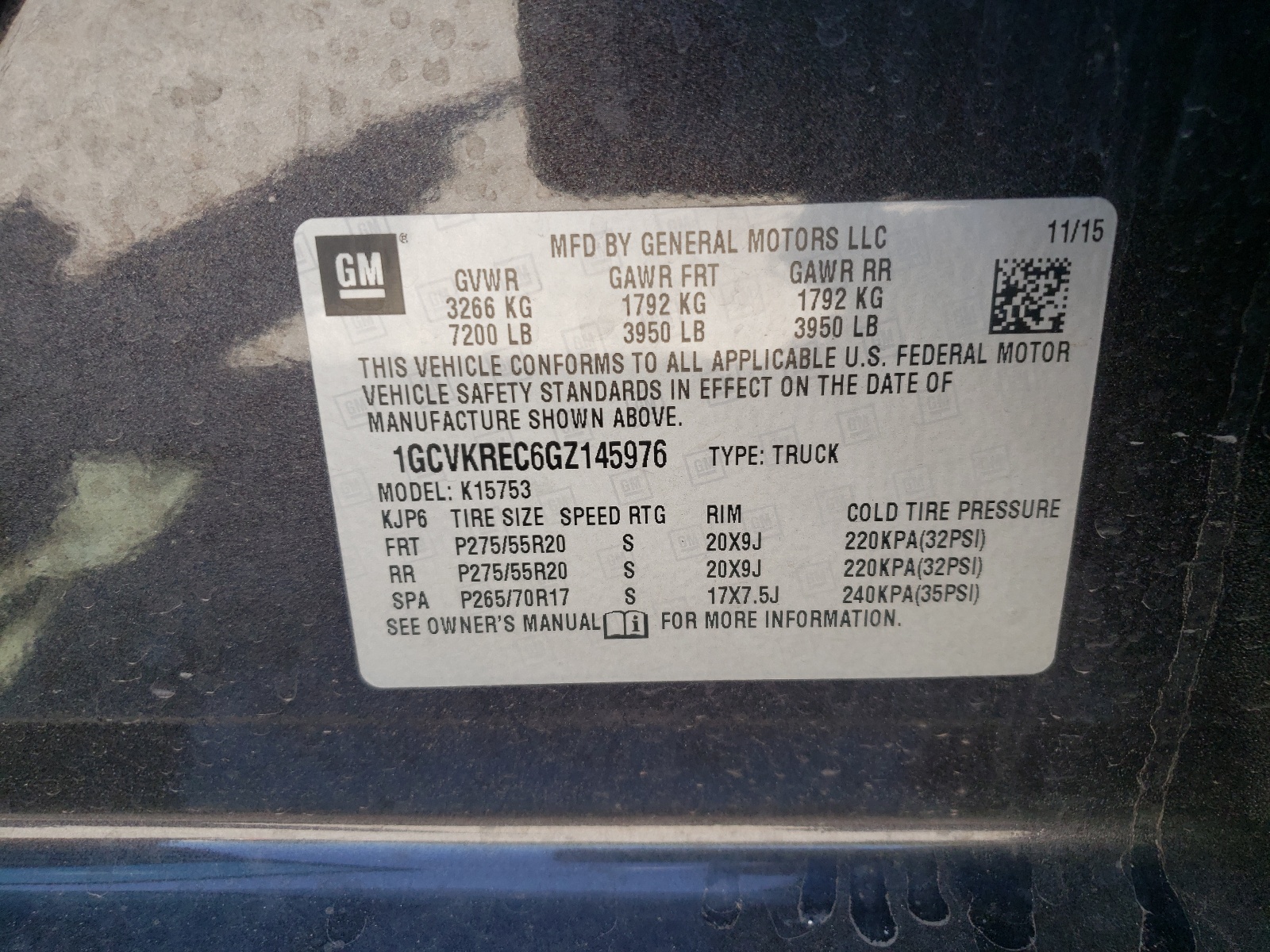 Photo 10 from auction – 2016 CHEVROLET SILVERADO with VIN 1GCVKREC6GZ145976