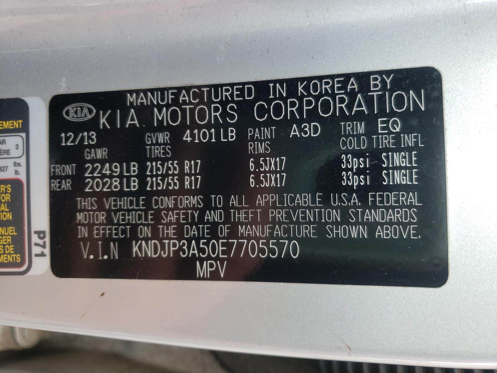 Photo 10 from auction – 2014 KIA SOUL with VIN KNDJP3A50E7705570