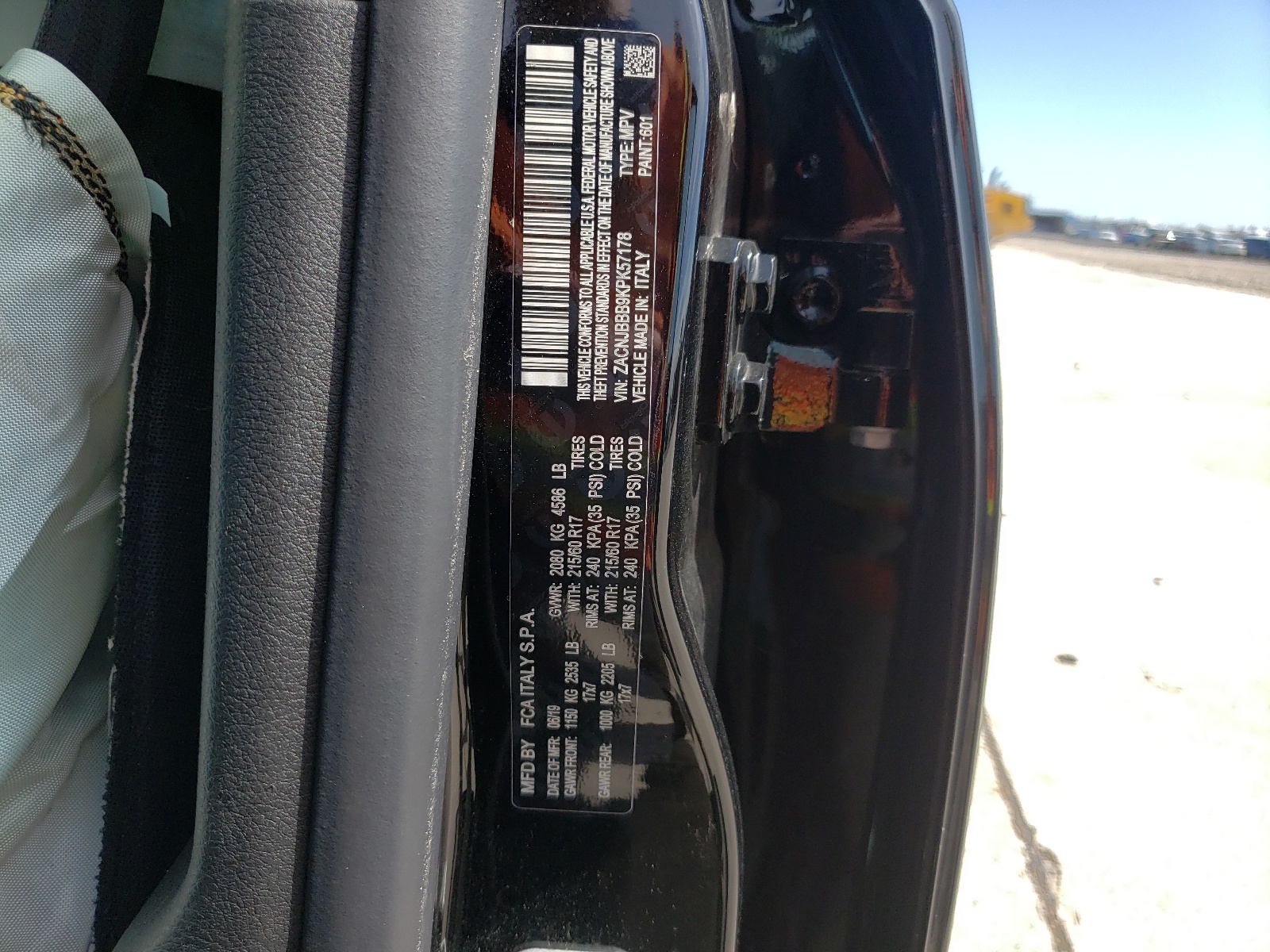 Photo 10 from auction – 2019 JEEP RENEGADE L with VIN ZACNJBBB9KPK57178
