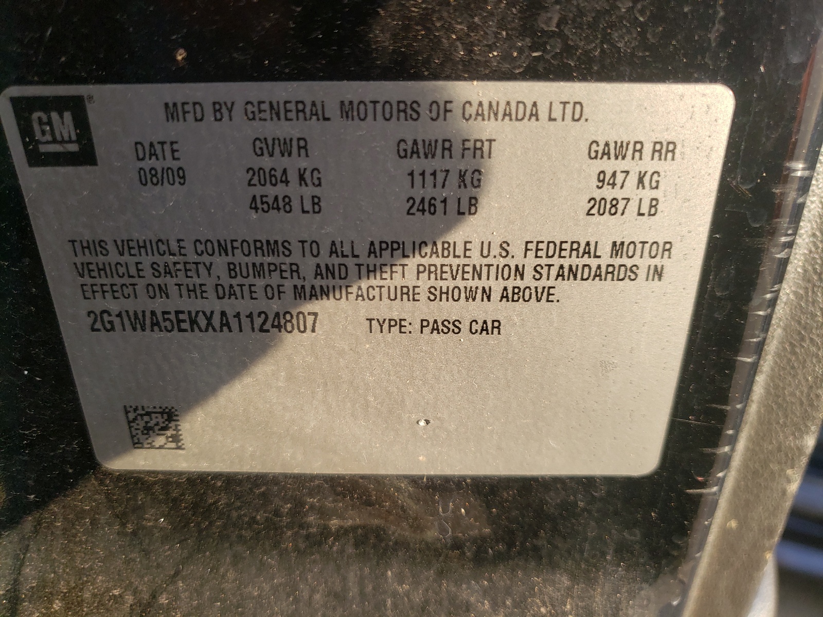 Photo 10 from auction – 2010 CHEVROLET IMPALA LS with VIN 2G1WA5EKXA1124807