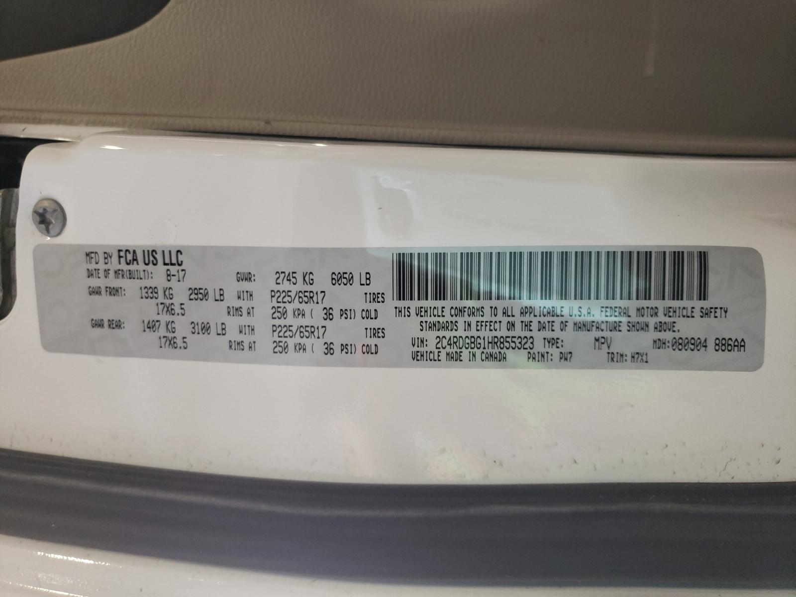 Photo 10 from auction – 2017 DODGE GRAND CARA with VIN 2C4RDGBG1HR855323