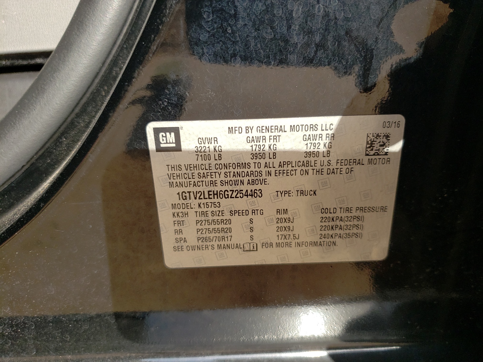 Photo 10 from auction – 2016 GMC SIERRA K15 with VIN 1GTV2LEH6GZ254463