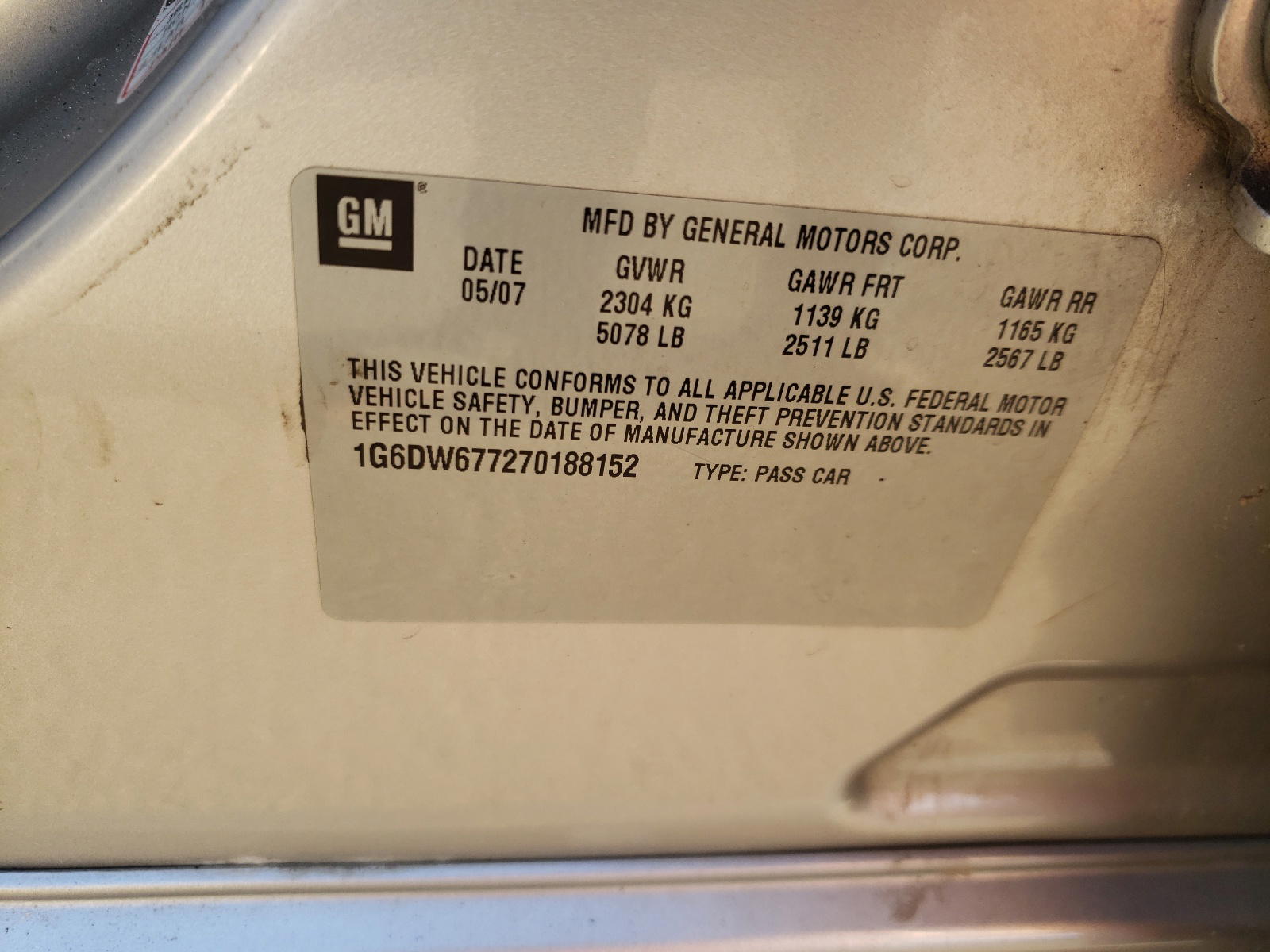 Photo 10 from auction – 2007 CADILLAC STS with VIN 1G6DW677270188152