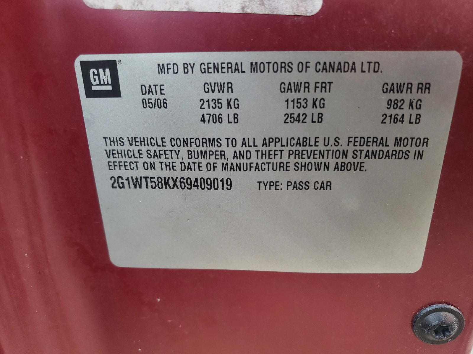 Photo 10 from auction – 2006 CHEVROLET IMPALA LT with VIN 2G1WT58KX69409019