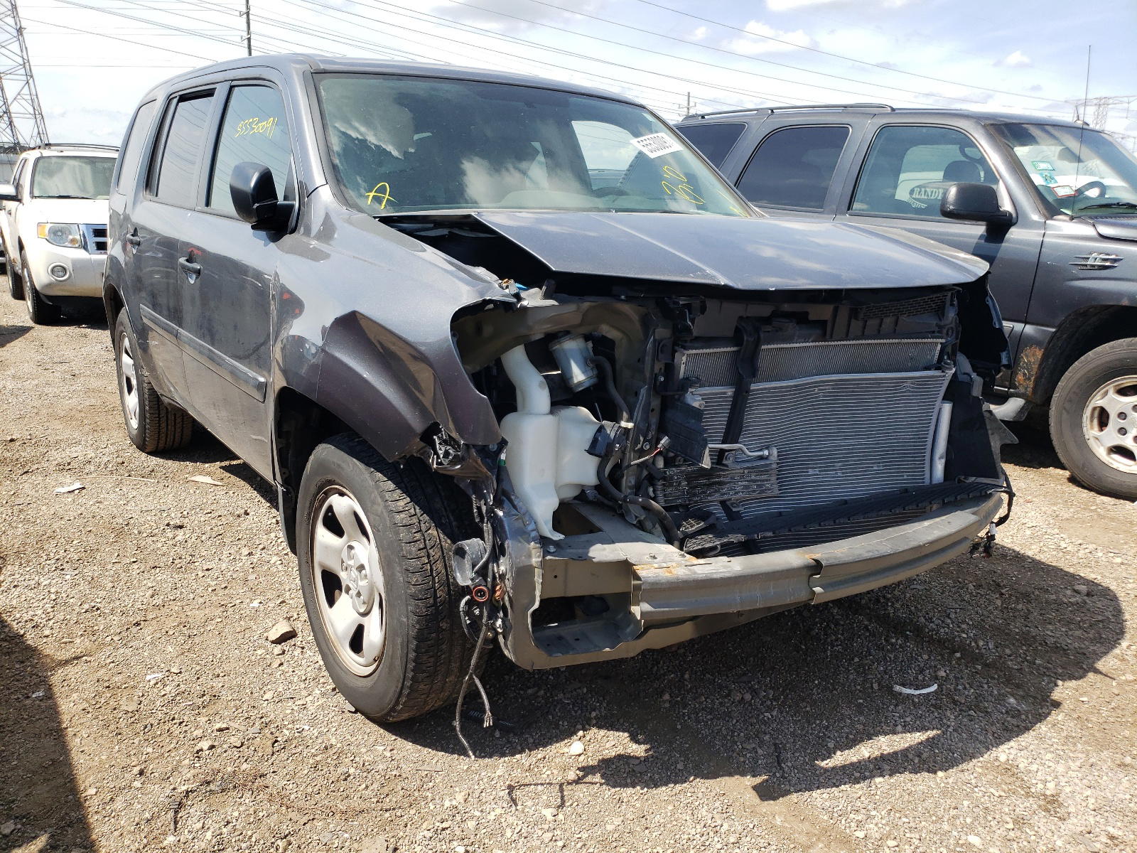 HONDA PILOT LX 2013 with VIN 5FNYF4H26DB048141 - Photo from auction