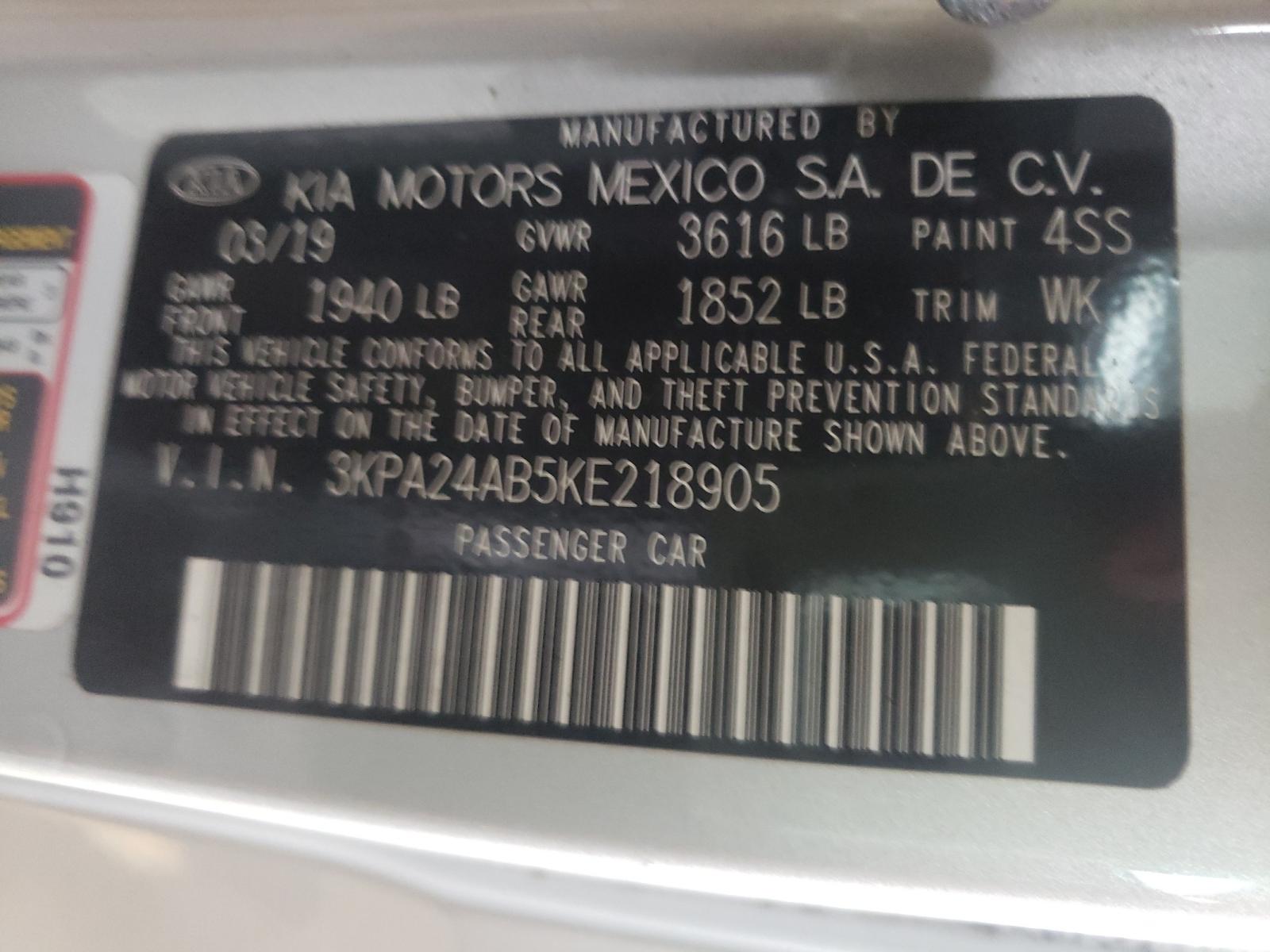 Photo 10 from auction – 2019 KIA RIO S with VIN 3KPA24AB5KE218905