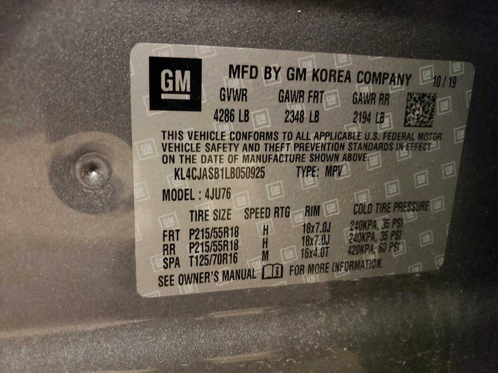 Photo 10 from auction – 2020 BUICK ENCORE PRE with VIN KL4CJASB1LB050925