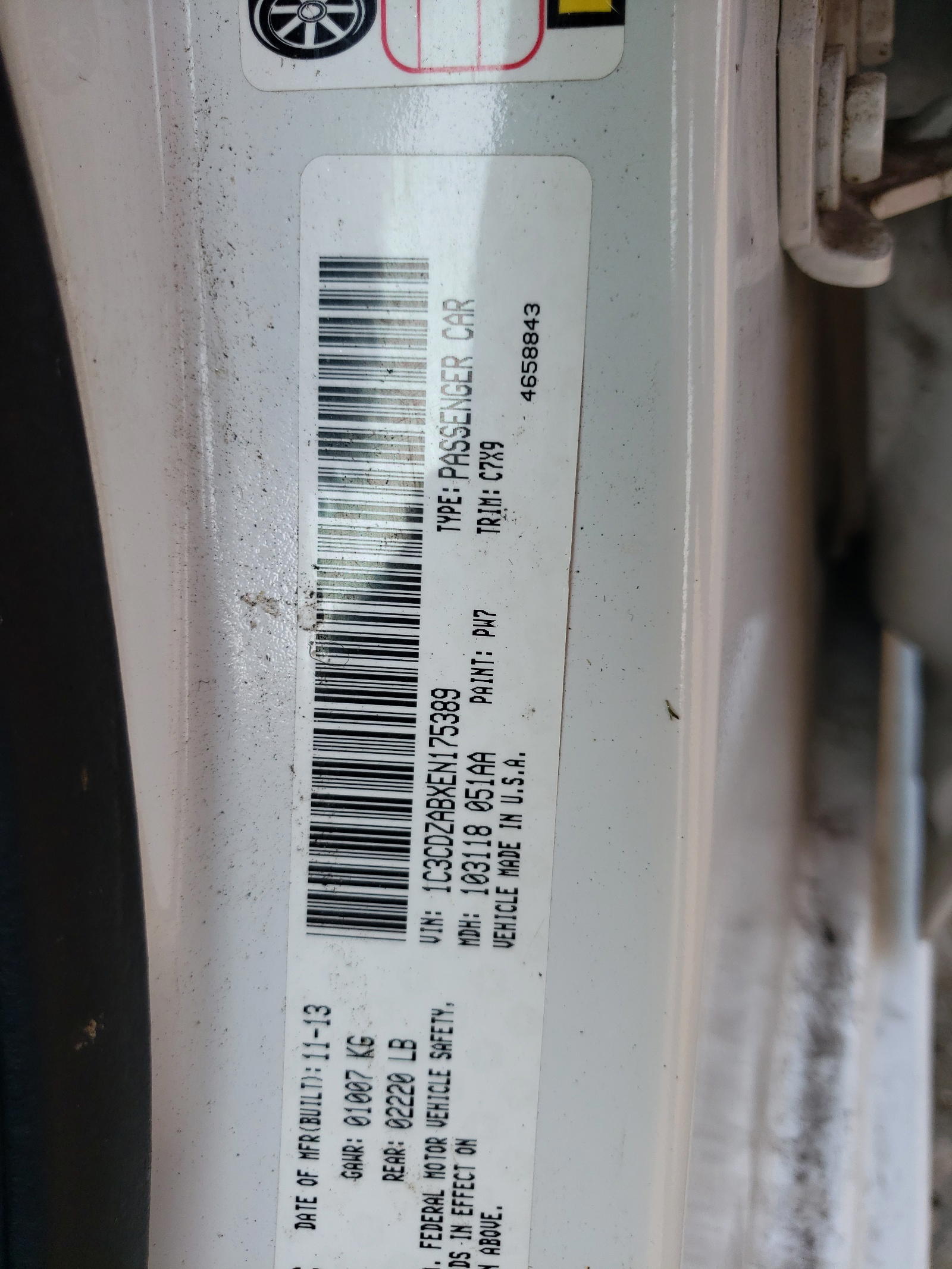 Photo 10 from auction – 2014 DODGE AVENGER SE with VIN 1C3CDZABXEN175389