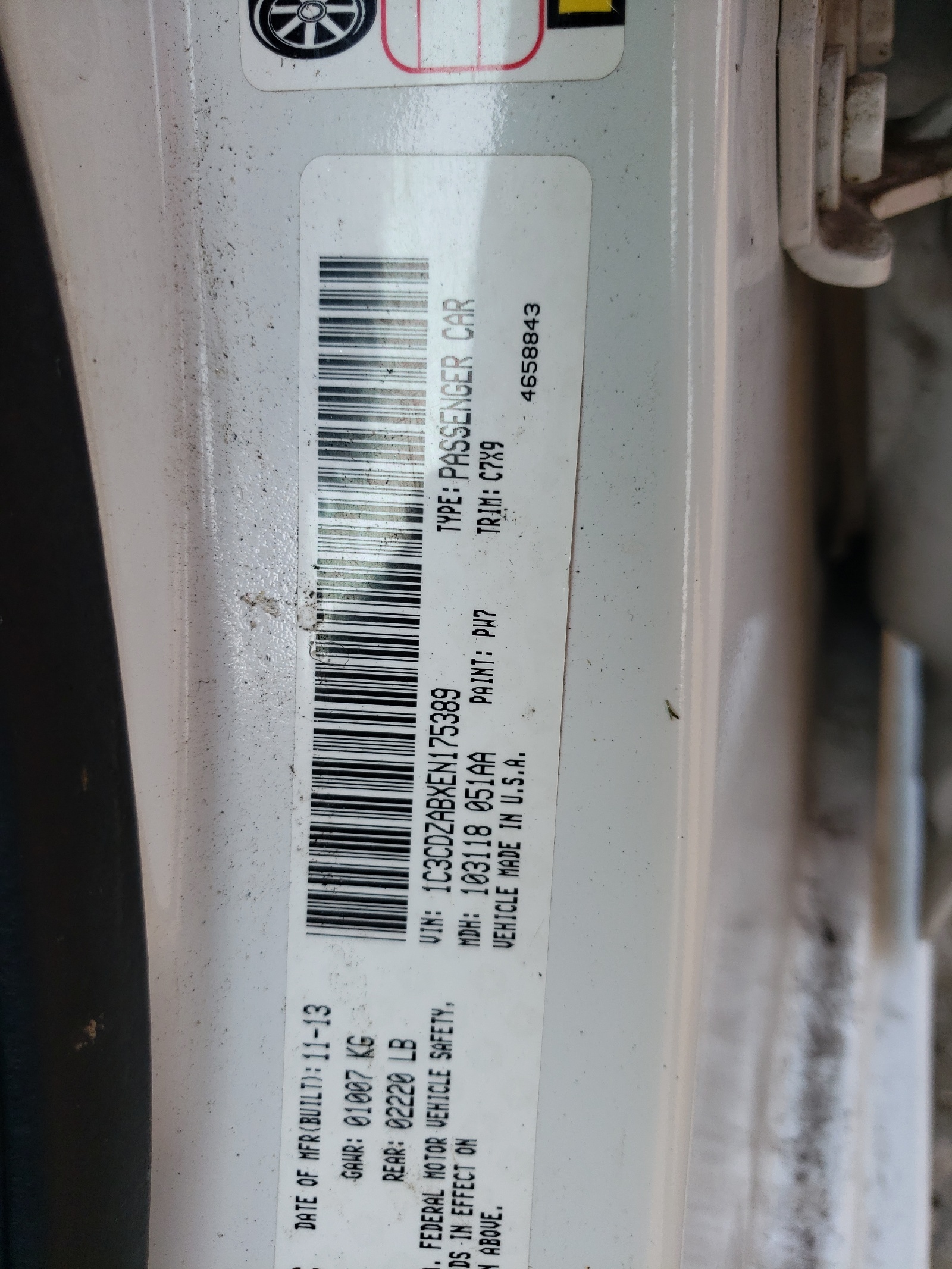 Zdjęcie 10 z aukcji – 2014 DODGE AVENGER SE z VIN 1C3CDZABXEN175389
