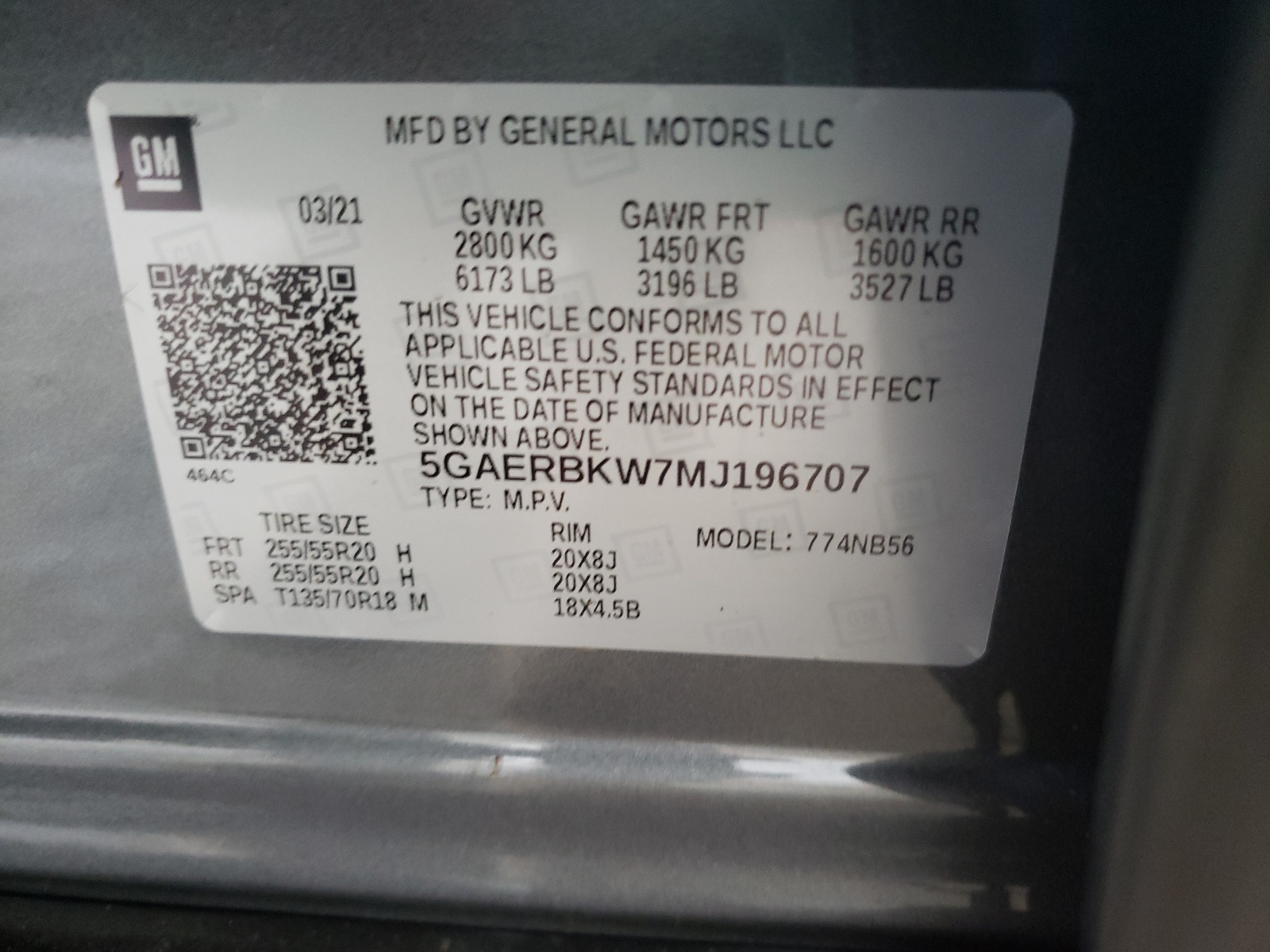 Photo 10 from auction – 2021 BUICK ENCLAVE ES with VIN 5GAERBKW7MJ196707