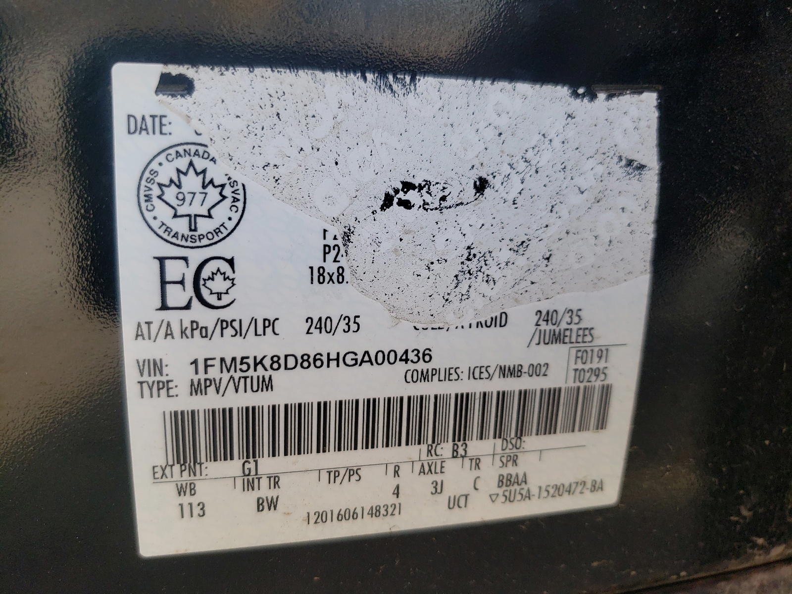 Photo 10 from auction – 2017 FORD EXPLORER X with VIN 1FM5K8D86HGA00436