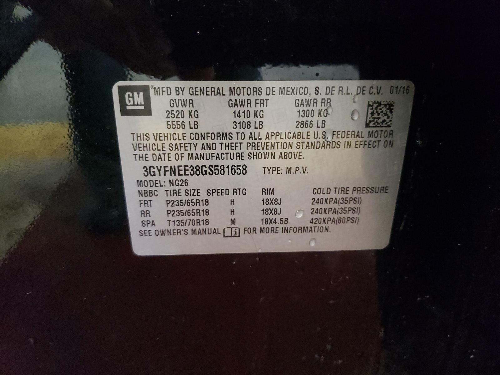 Photo 10 from auction – 2016 CADILLAC SRX LUXURY with VIN 3GYFNEE38GS581658