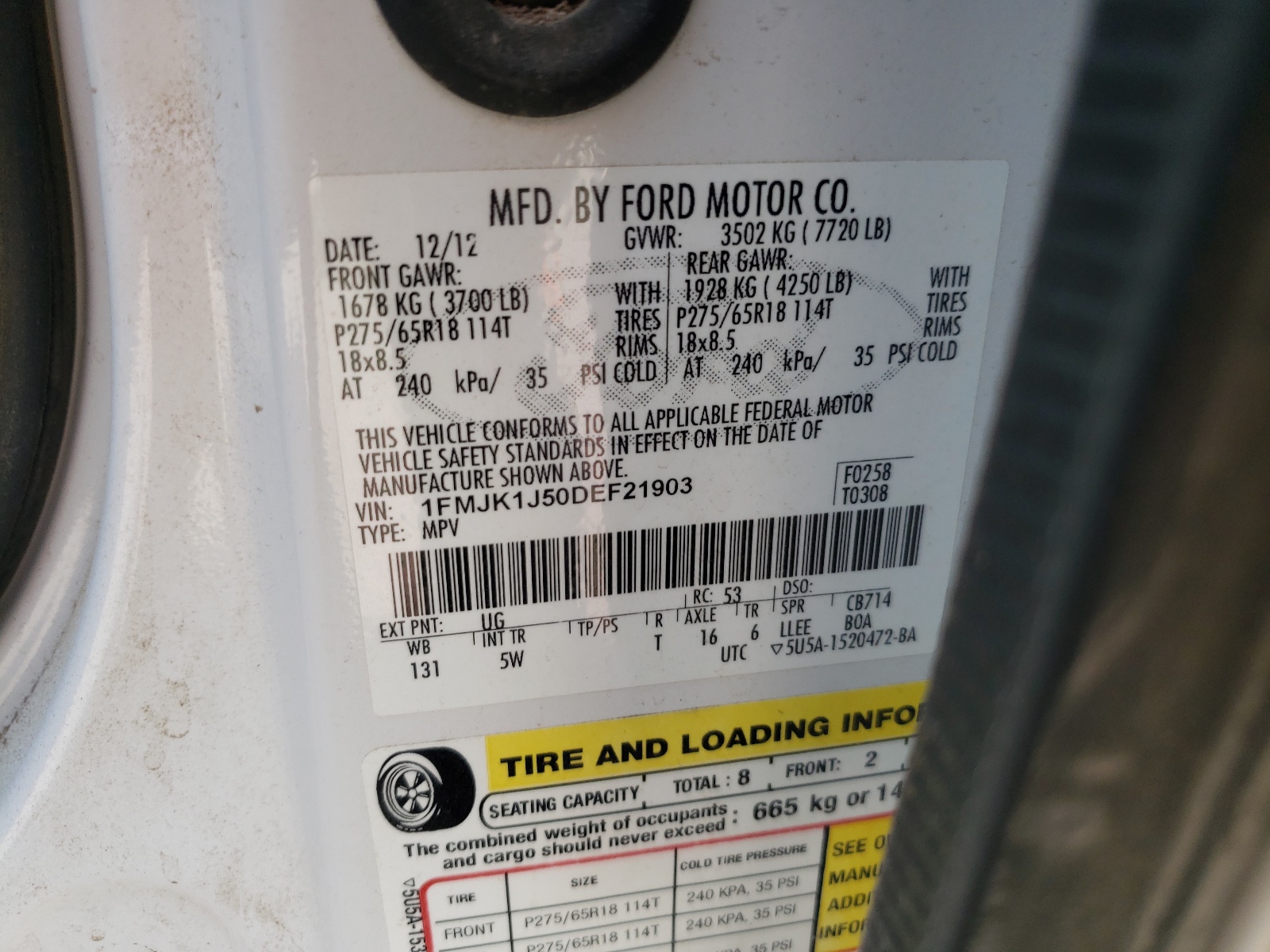 Photo 10 from auction – 2013 FORD EXPEDITION with VIN 1FMJK1J50DEF21903