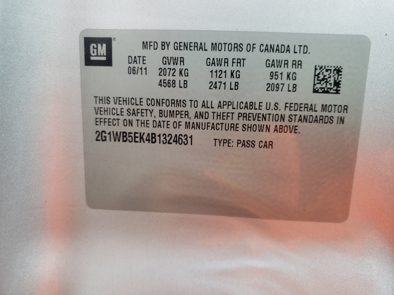 Photo 10 from auction – 2011 CHEVROLET IMPALA LT with VIN 2G1WB5EK4B1324631