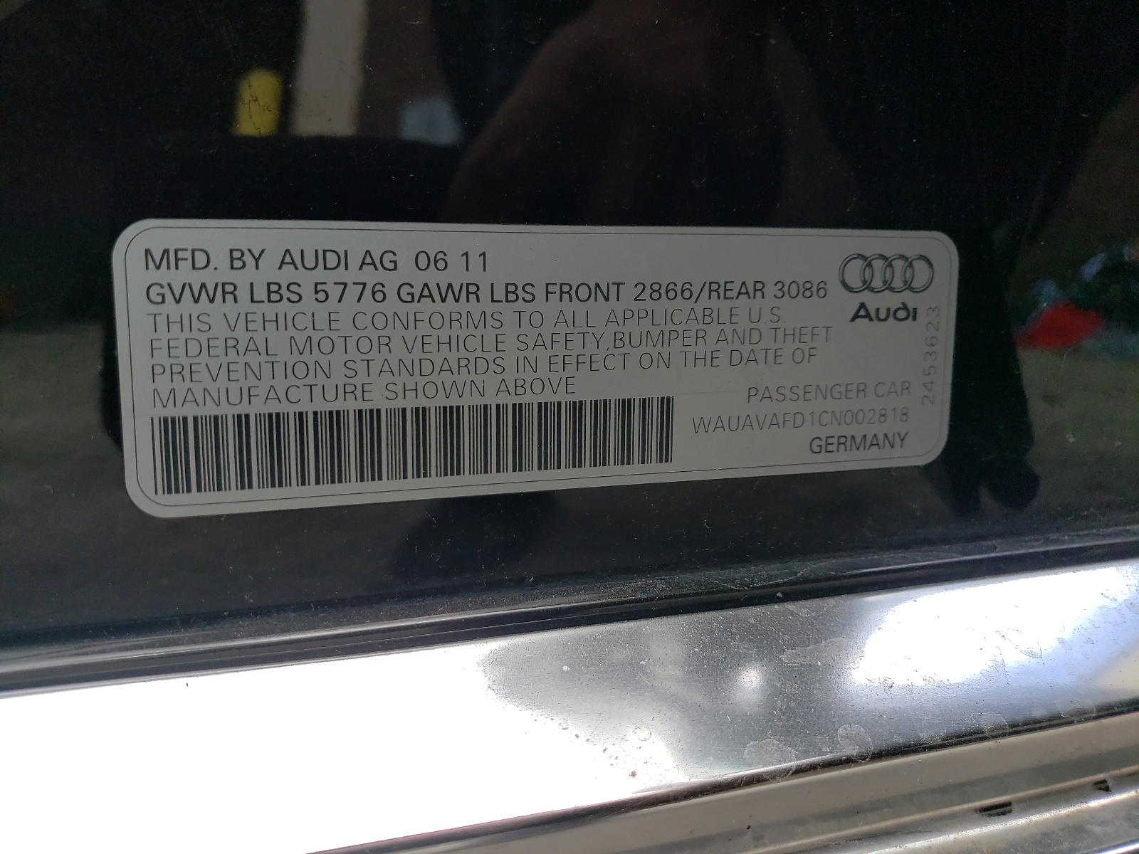Photo 10 from auction – 2012 AUDI A8 QUATTRO with VIN WAUAVAFD1CN002818