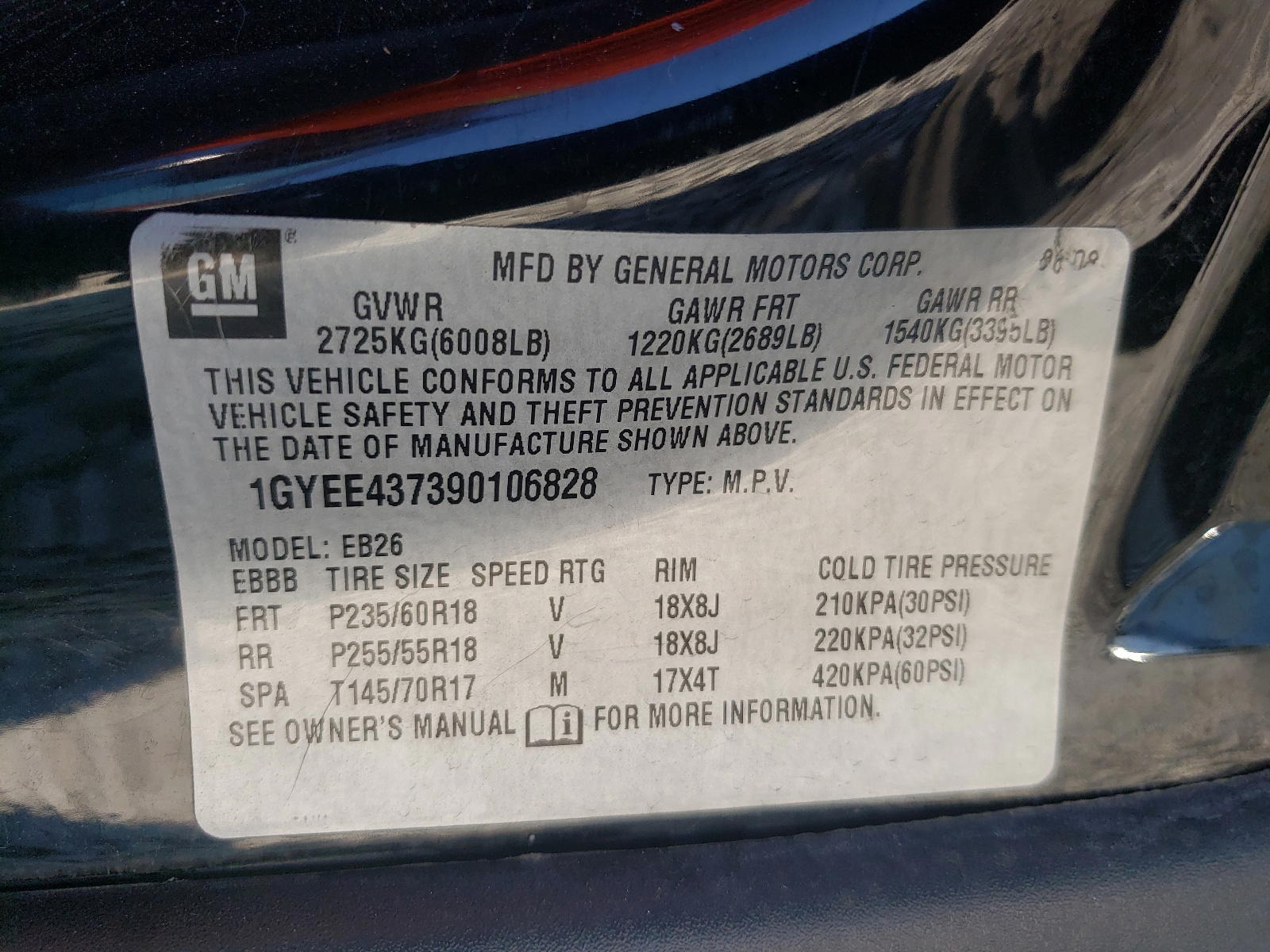 Photo 10 from auction – 2009 CADILLAC SRX with VIN 1GYEE437390106828