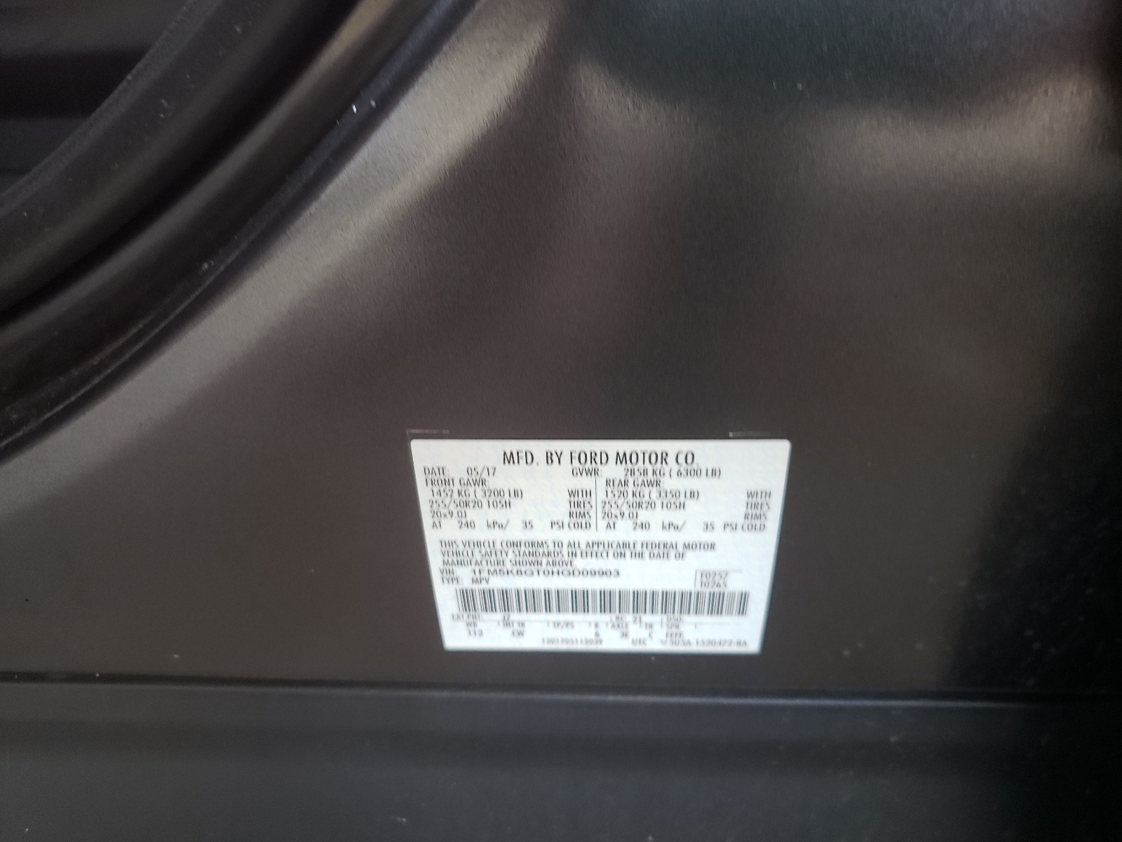 Photo 10 from auction – 2017 FORD EXPLORER S with VIN 1FM5K8GT0HGD09903