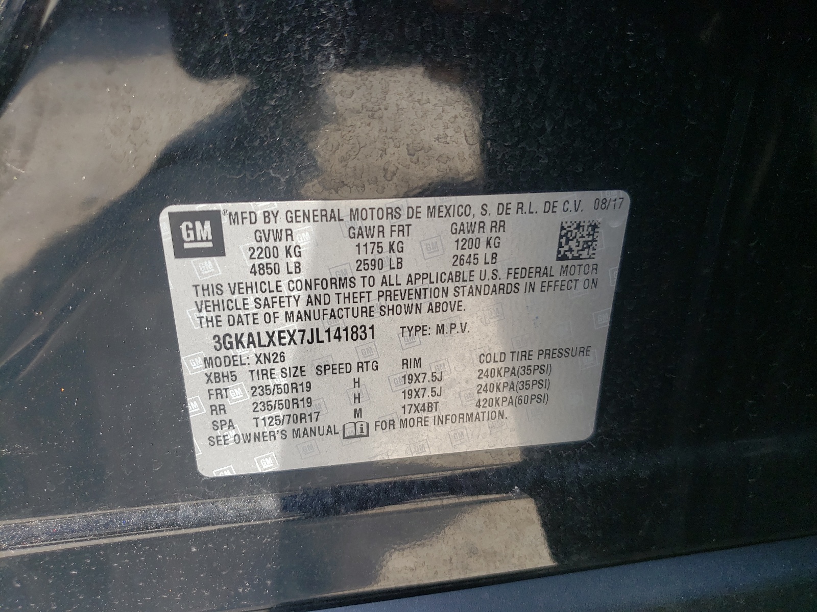 Photo 10 from auction – 2018 GMC TERRAIN DE with VIN 3GKALXEX7JL141831