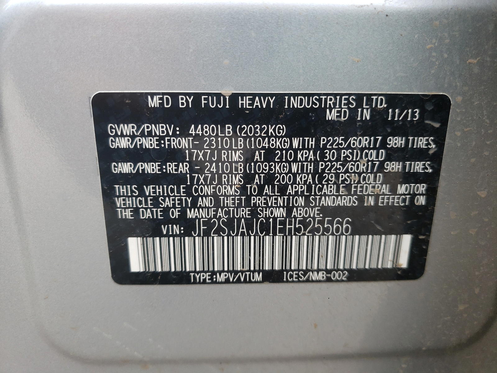 Photo 10 from auction – 2014 SUBARU FORESTER 2 with VIN JF2SJAJC1EH525566