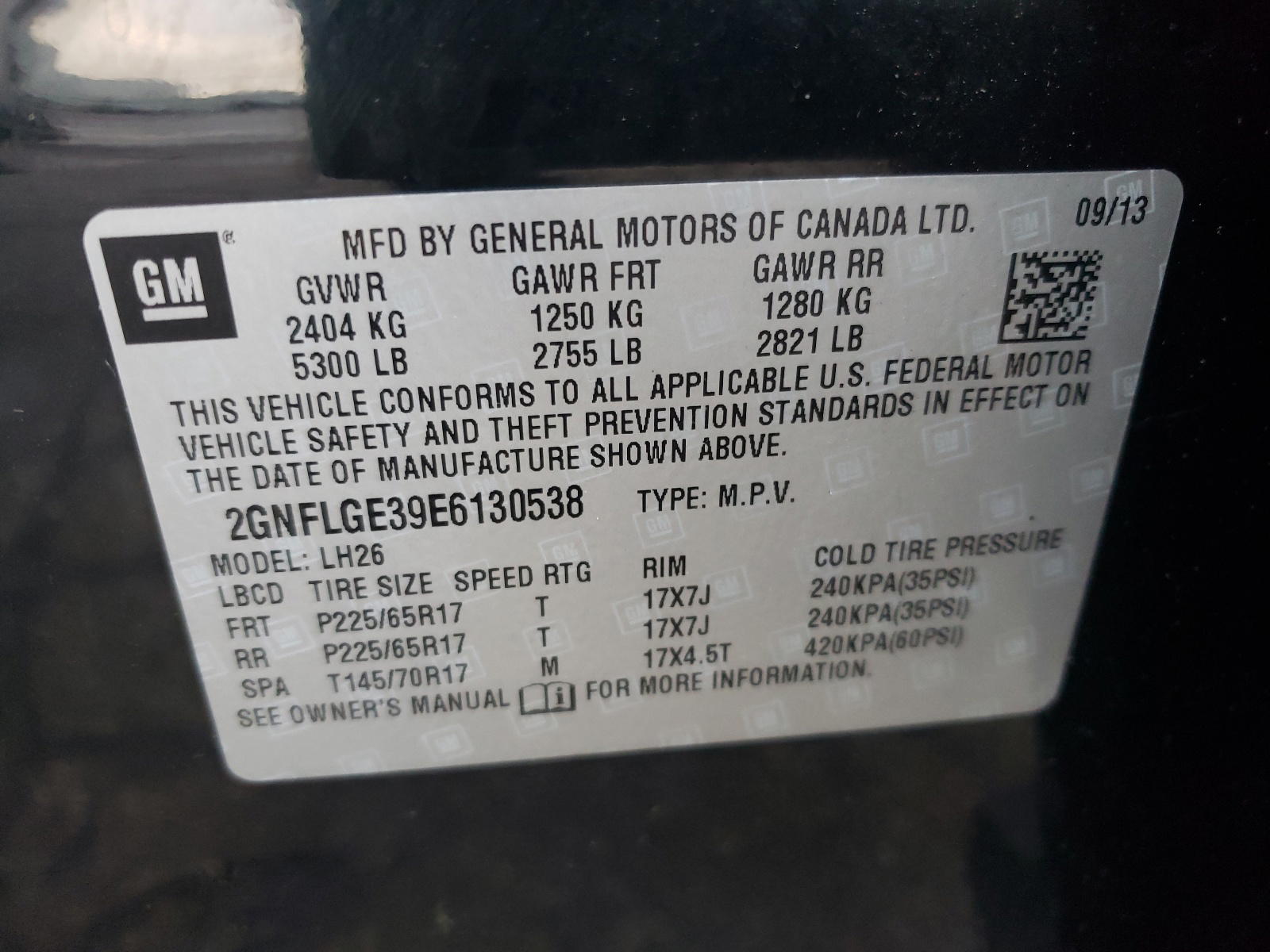 Photo 10 from auction – 2014 CHEVROLET EQUINOX LT with VIN 2GNFLGE39E6130538