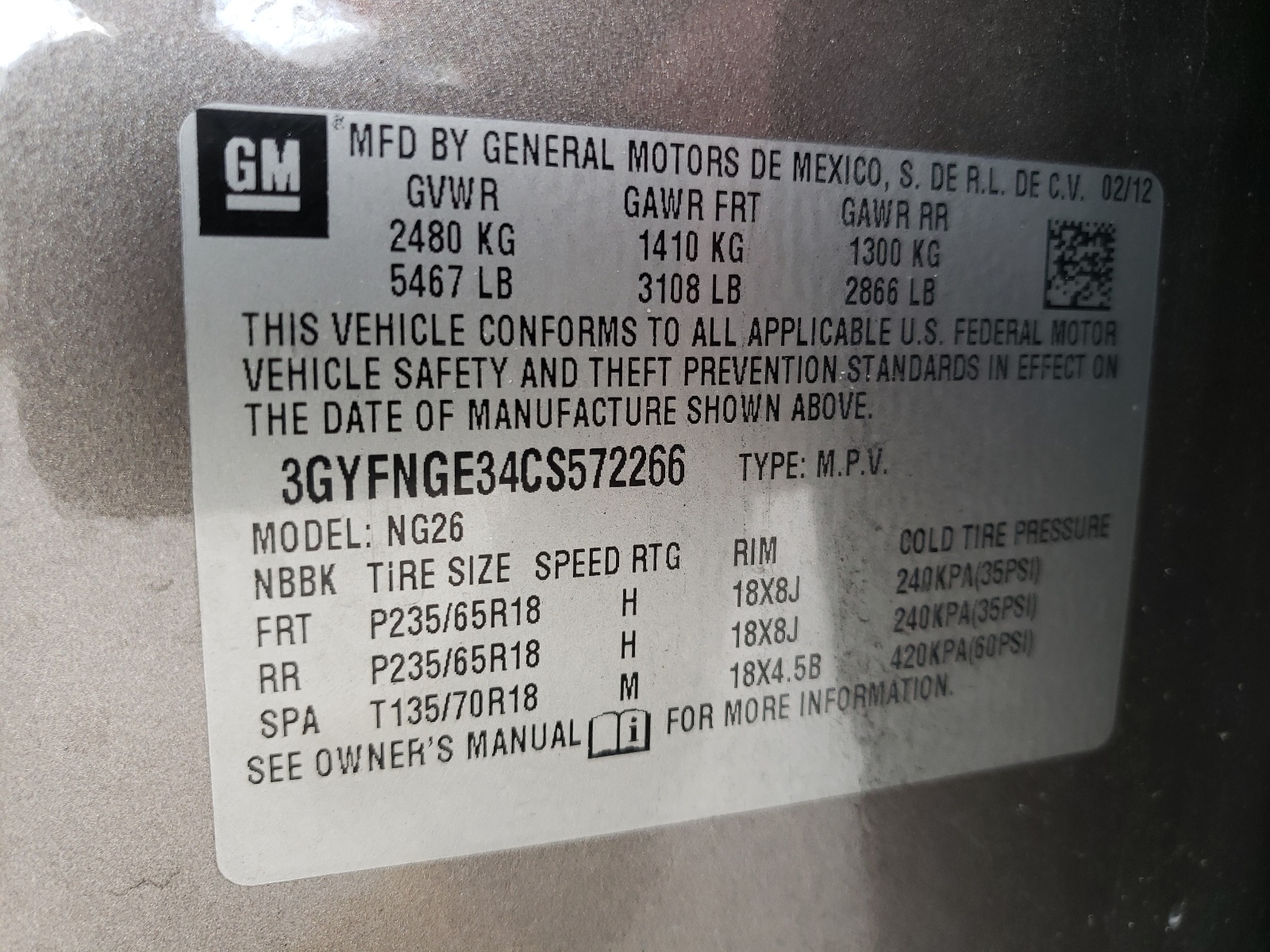 Zdjęcie 10 z aukcji – 2012 CADILLAC SRX z VIN 3GYFNGE34CS572266