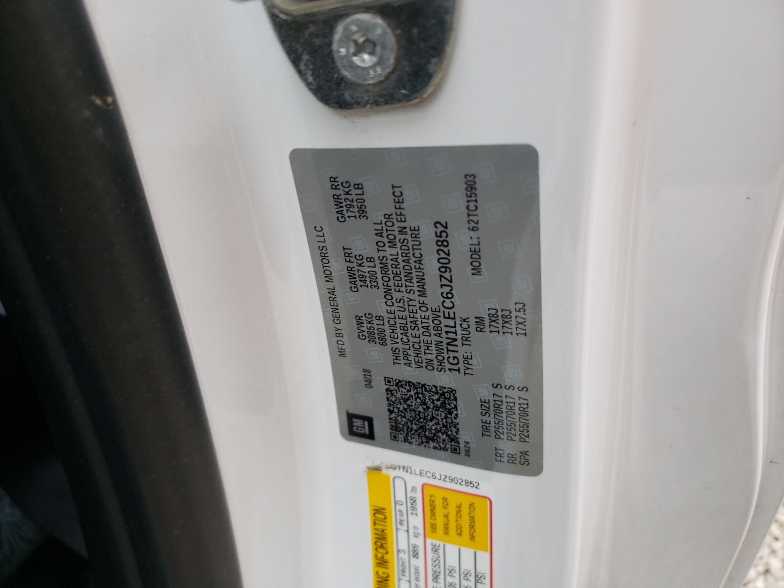 Photo 10 from auction – 2018 GMC SIERRA C15 with VIN 1GTN1LEC6JZ902852