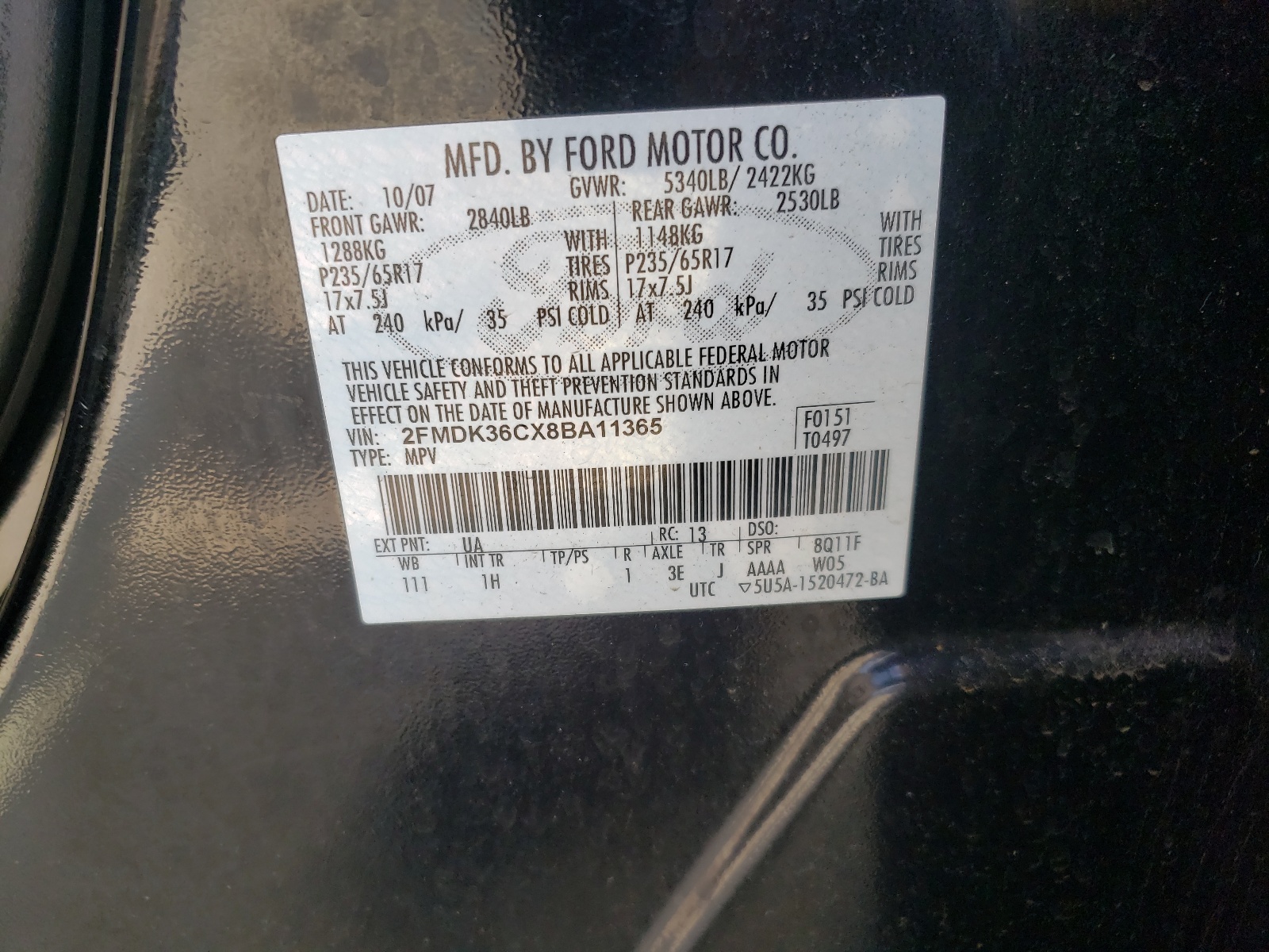 Фото 10 с аукциона – 2008 FORD EDGE SE с VIN 2FMDK36CX8BA11365