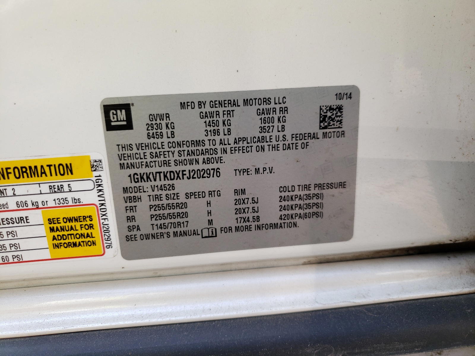 Photo 10 from auction – 2015 GMC ACADIA DEN with VIN 1GKKVTKDXFJ202976