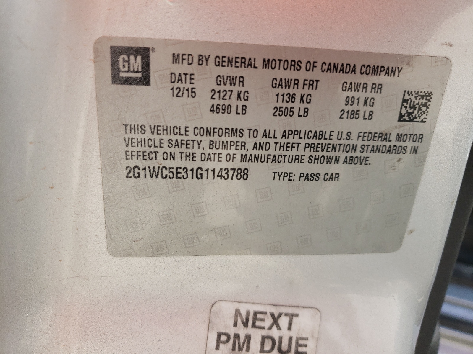 Photo 10 from auction – 2016 CHEVROLET IMPALA LIM with VIN 2G1WC5E31G1143788