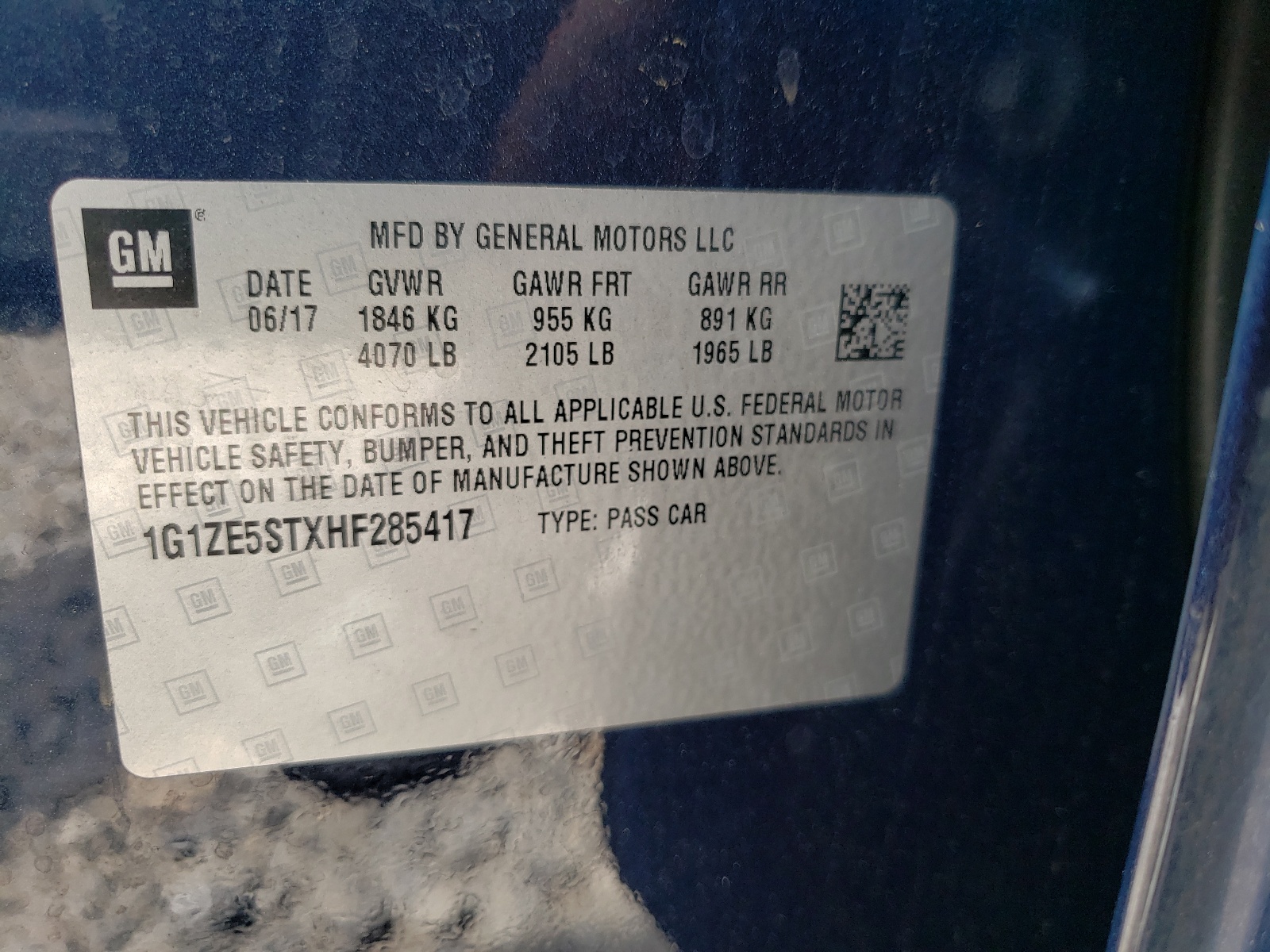 Photo 10 from auction – 2017 CHEVROLET MALIBU LT with VIN 1G1ZE5STXHF285417