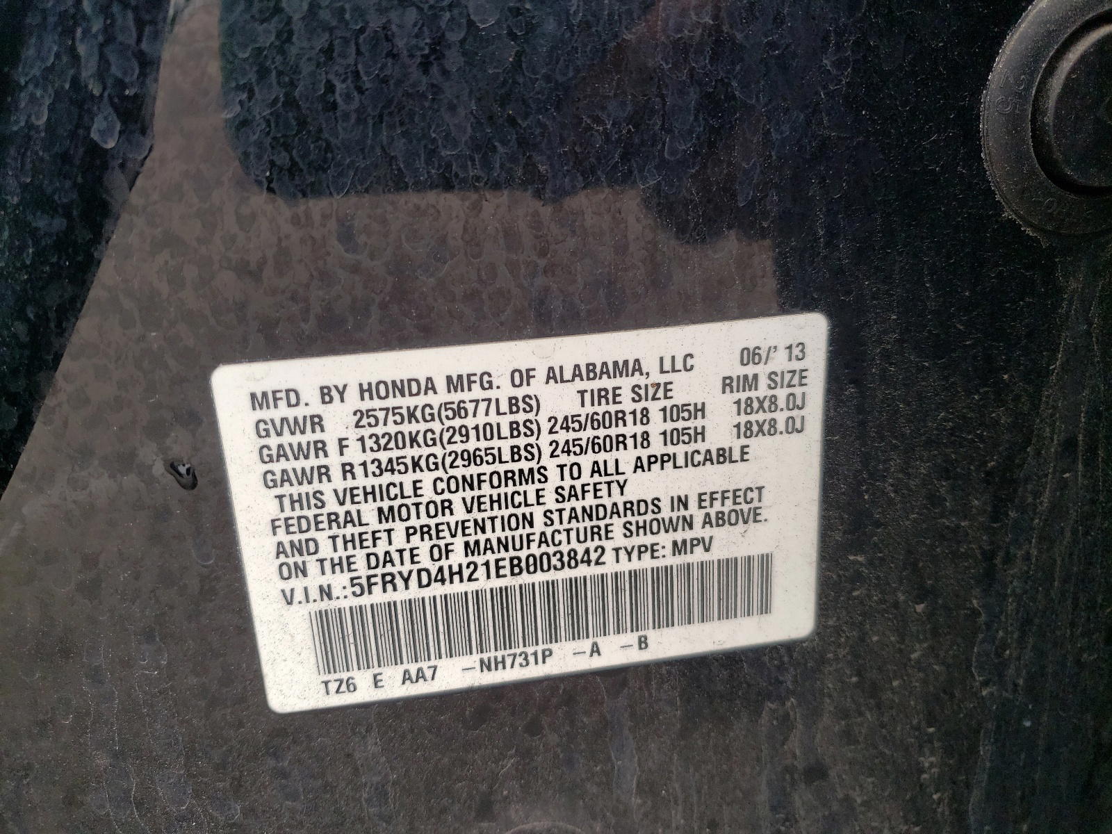 Photo 10 from auction – 2014 ACURA MDX with VIN 5FRYD4H21EB003842