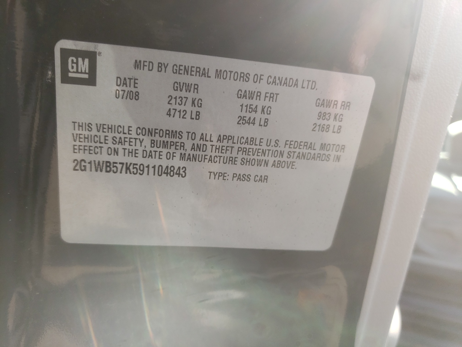 Photo 10 from auction – 2009 CHEVROLET IMPALA LS with VIN 2G1WB57K591104843