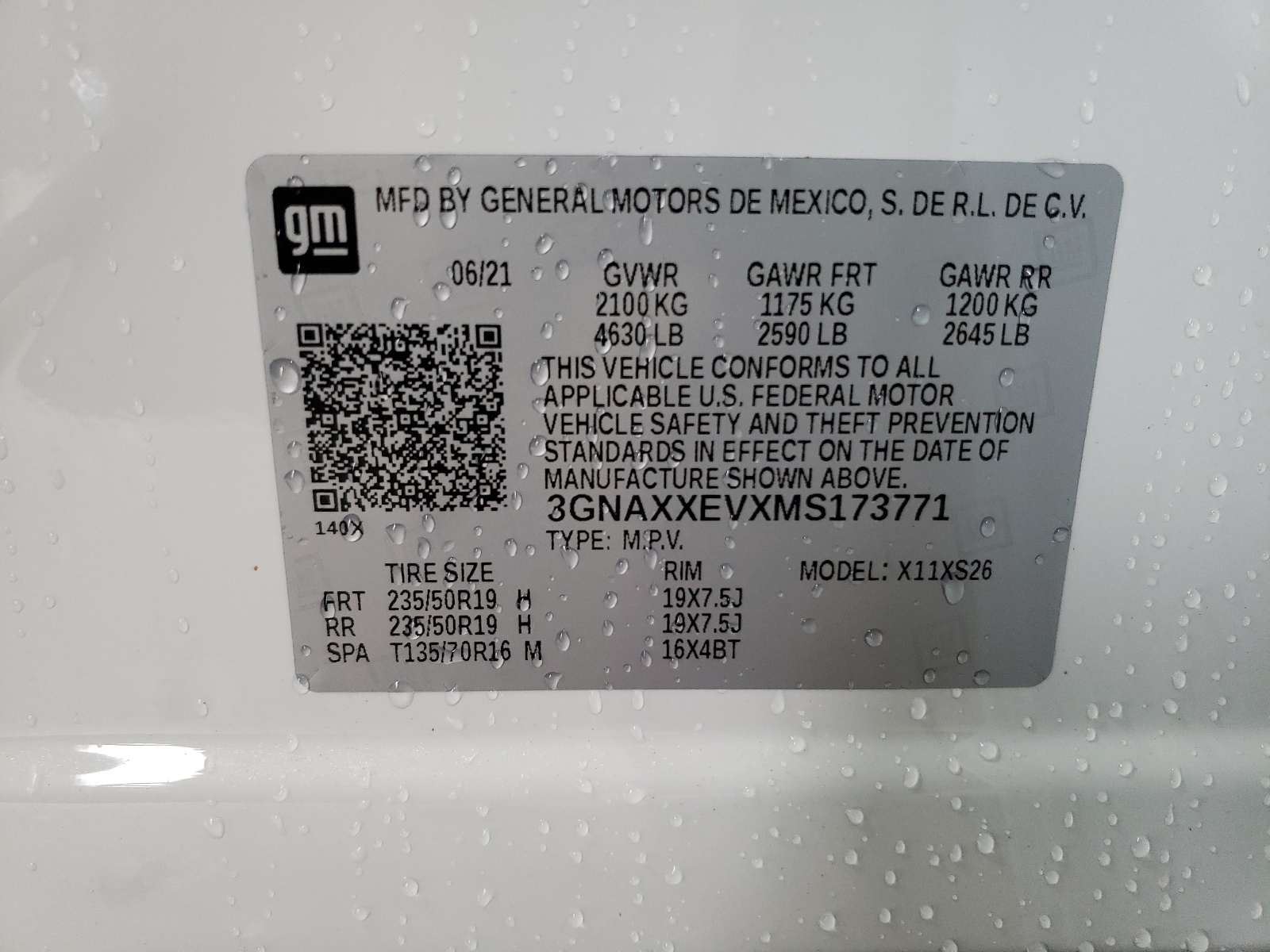 Photo 10 from auction – 2021 CHEVROLET EQUINOX PR with VIN 3GNAXXEVXMS173771