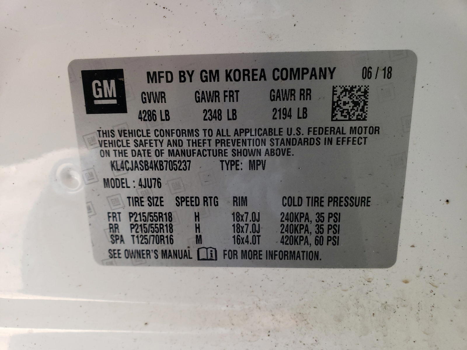 Photo 10 from auction – 2019 BUICK ENCORE PRE with VIN KL4CJASB4KB705237