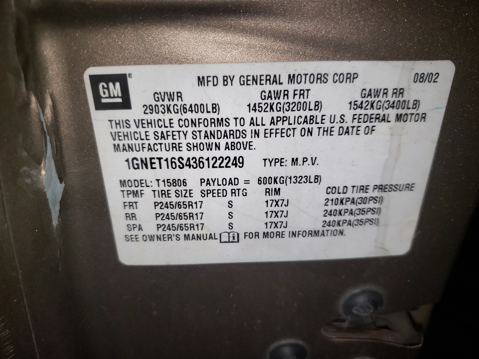 صورة رقم 10 من المزاد - 2003 CHEVROLET TRAILBLAZE مع VIN 1GNET16S436122249