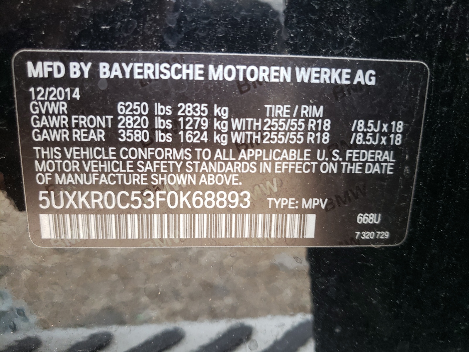 Photo 10 from auction – 2015 BMW X5 XDRIVE3 with VIN 5UXKR0C53F0K68893