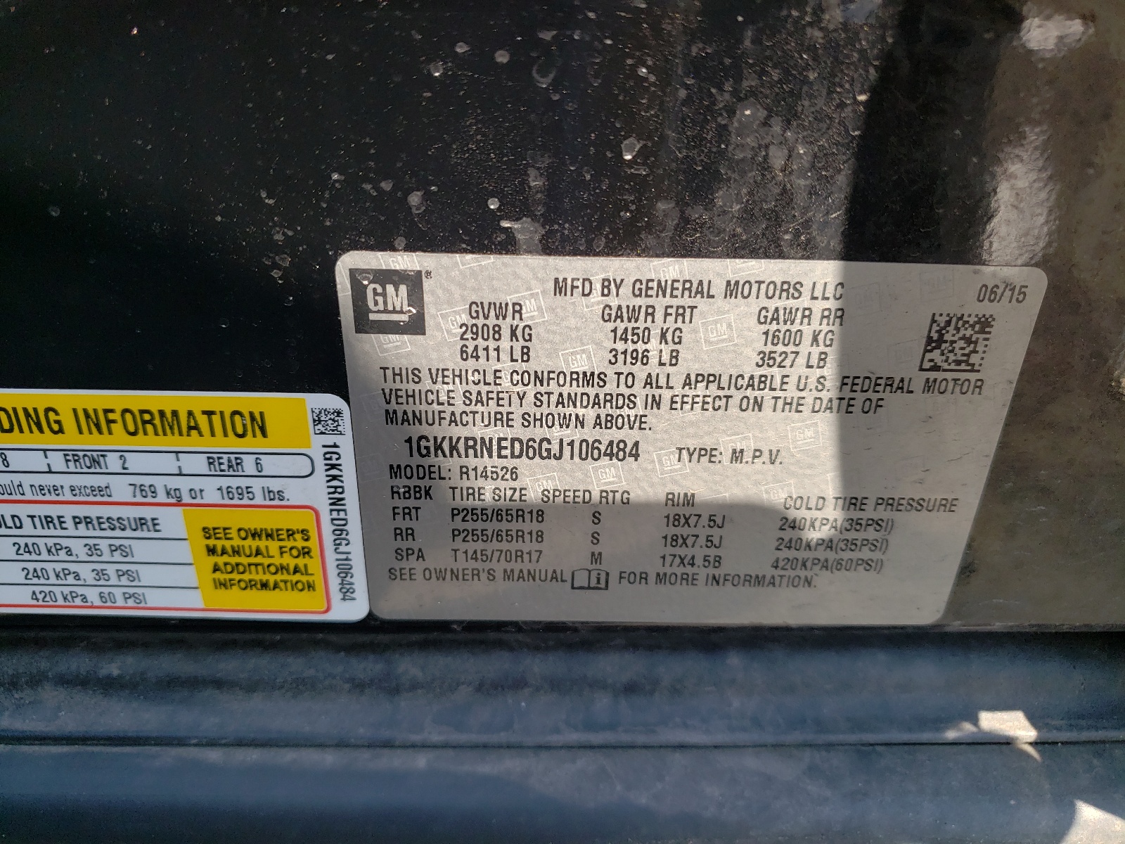 Photo 10 from auction – 2016 GMC ACADIA SLE with VIN 1GKKRNED6GJ106484