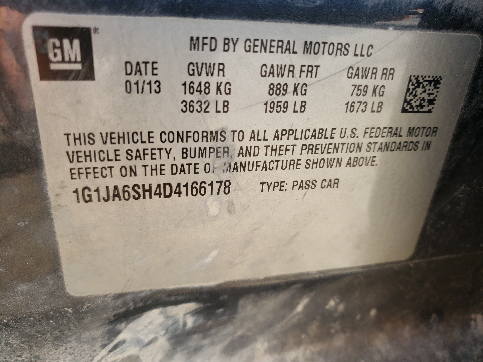 Foto 10 de la subasta – 2013 CHEVROLET SONIC LS con VIN 1G1JA6SH4D4166178
