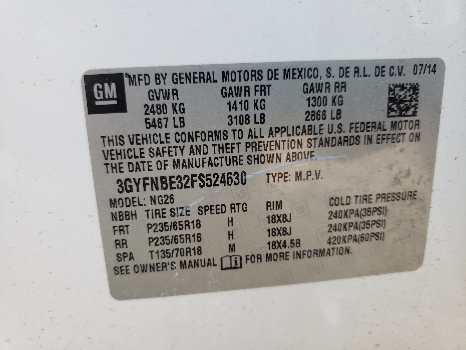 Photo 10 from auction – 2015 CADILLAC SRX LUXURY with VIN 3GYFNBE32FS524630