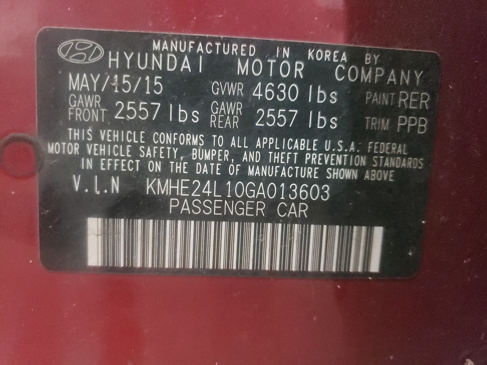 Photo 10 from auction – 2016 HYUNDAI SONATA HYB with VIN KMHE24L10GA013603