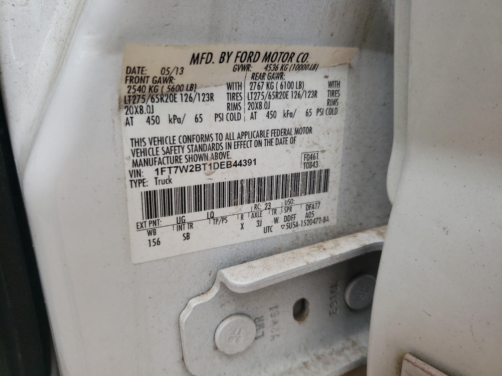 Photo 10 from auction – 2013 FORD F250 SUPER with VIN 1FT7W2BT1DEB44391