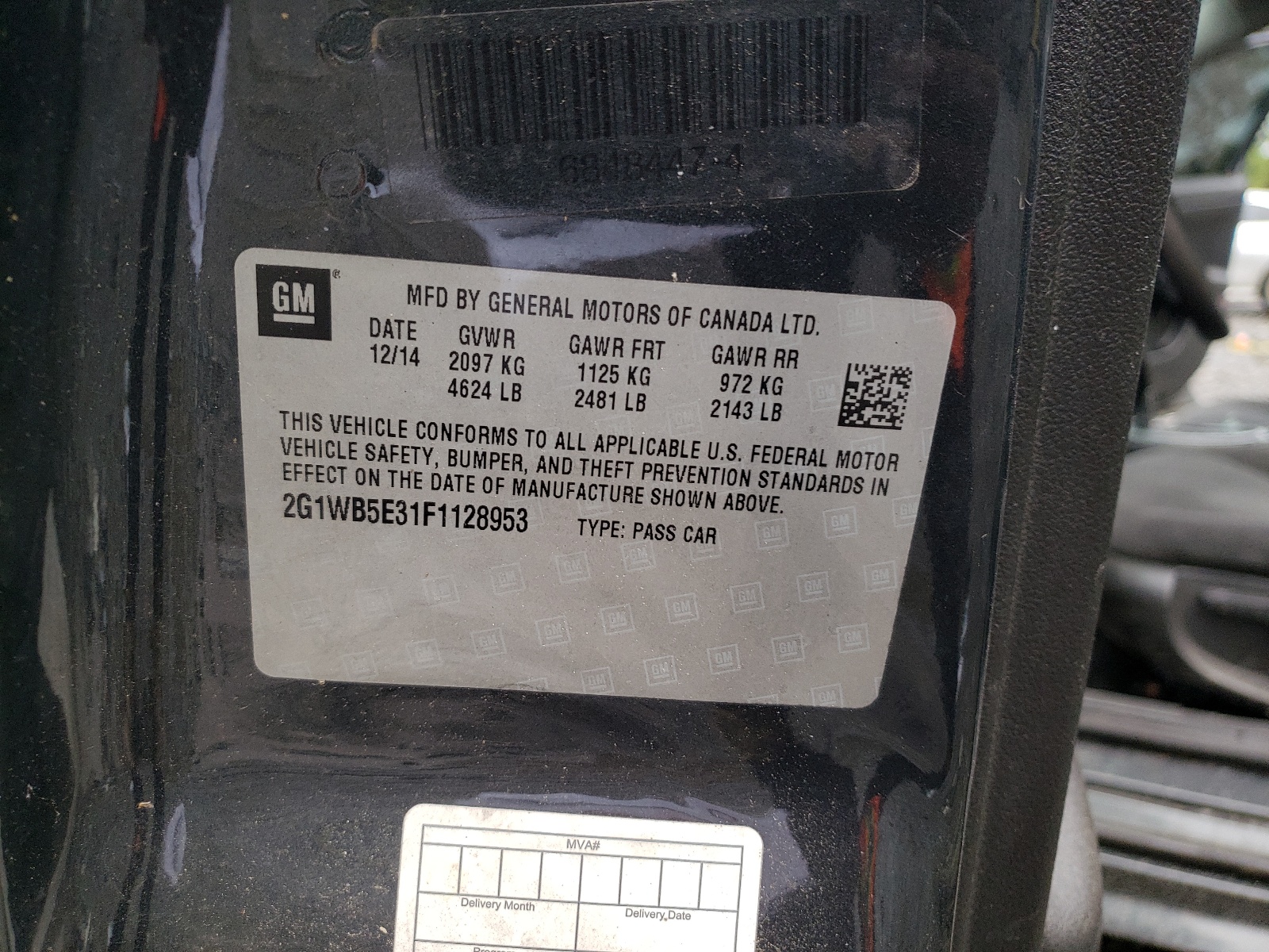 Photo 10 from auction – 2015 CHEVROLET IMPALA LIM with VIN 2G1WB5E31F1128953