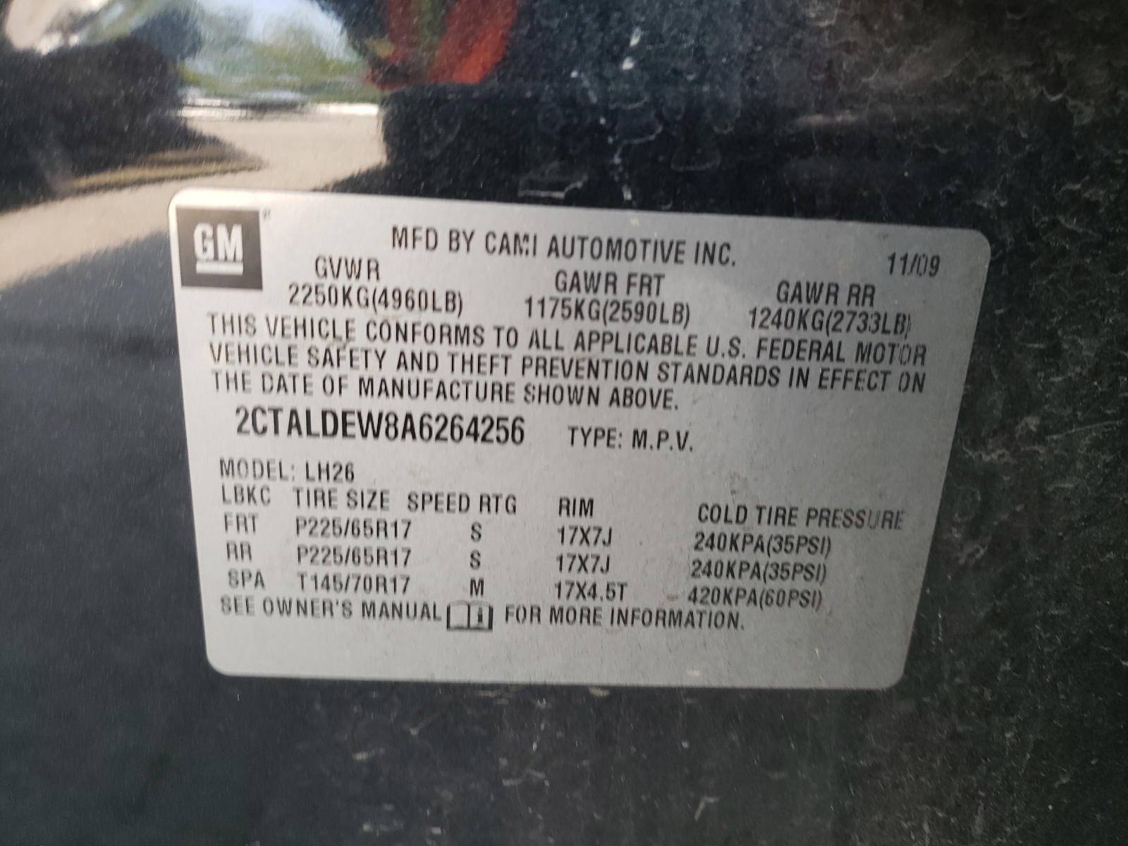 Photo 10 from auction – 2010 GMC TERRAIN SL with VIN 2CTALDEW8A6264256