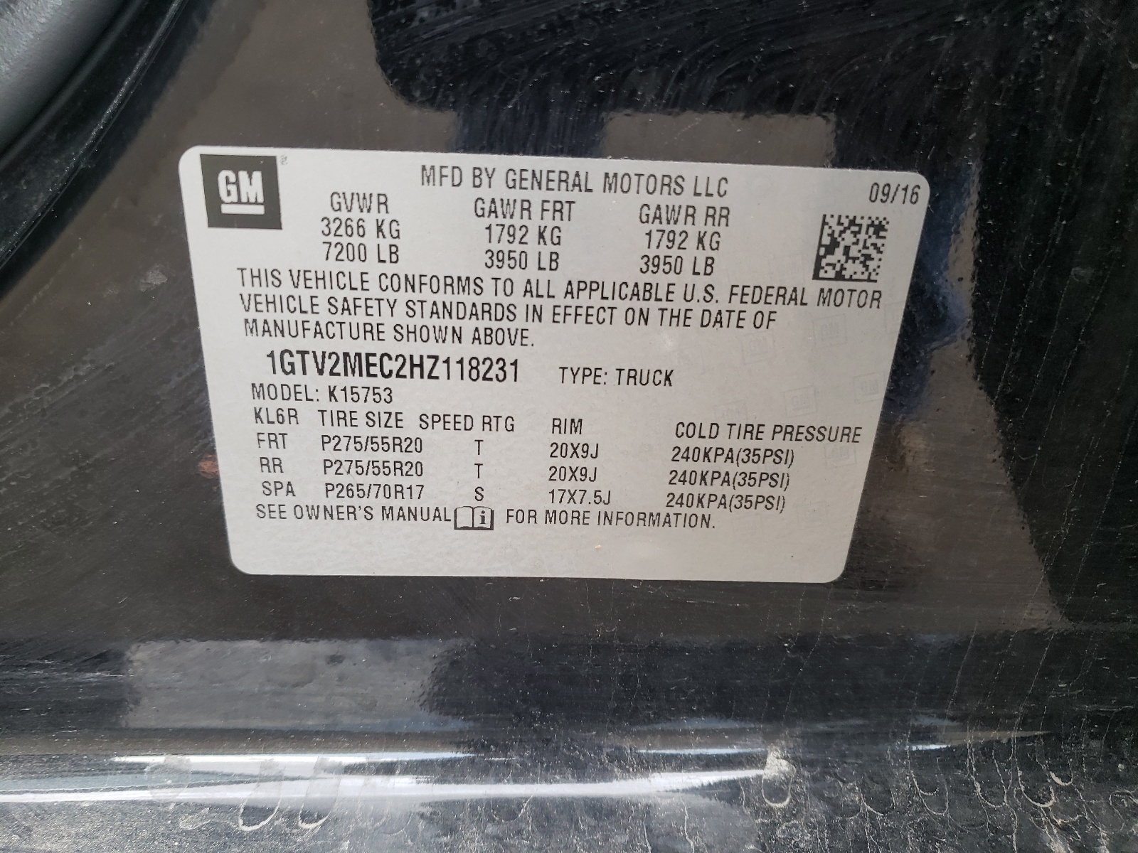 Photo 10 from auction – 2017 GMC SIERRA K15 with VIN 1GTV2MEC2HZ118231